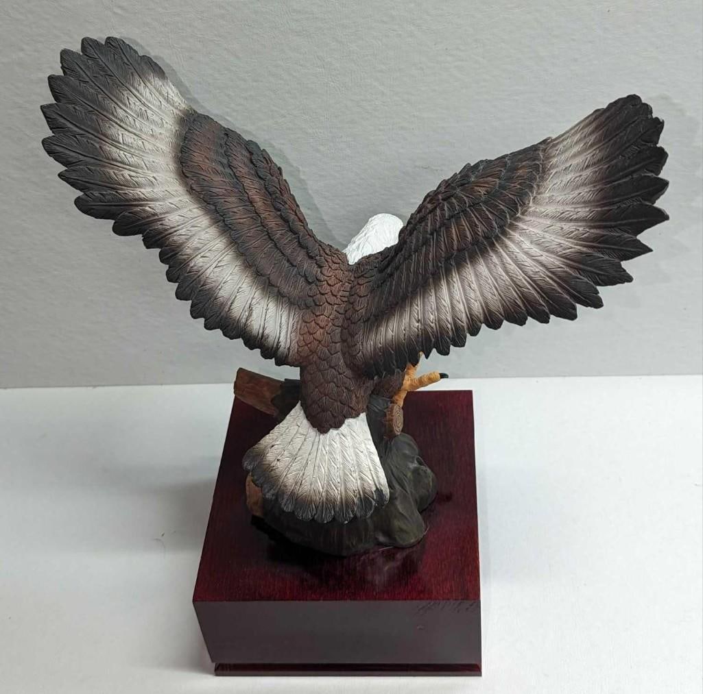 Hand Painted Resin Bald Eagle On Base - 6