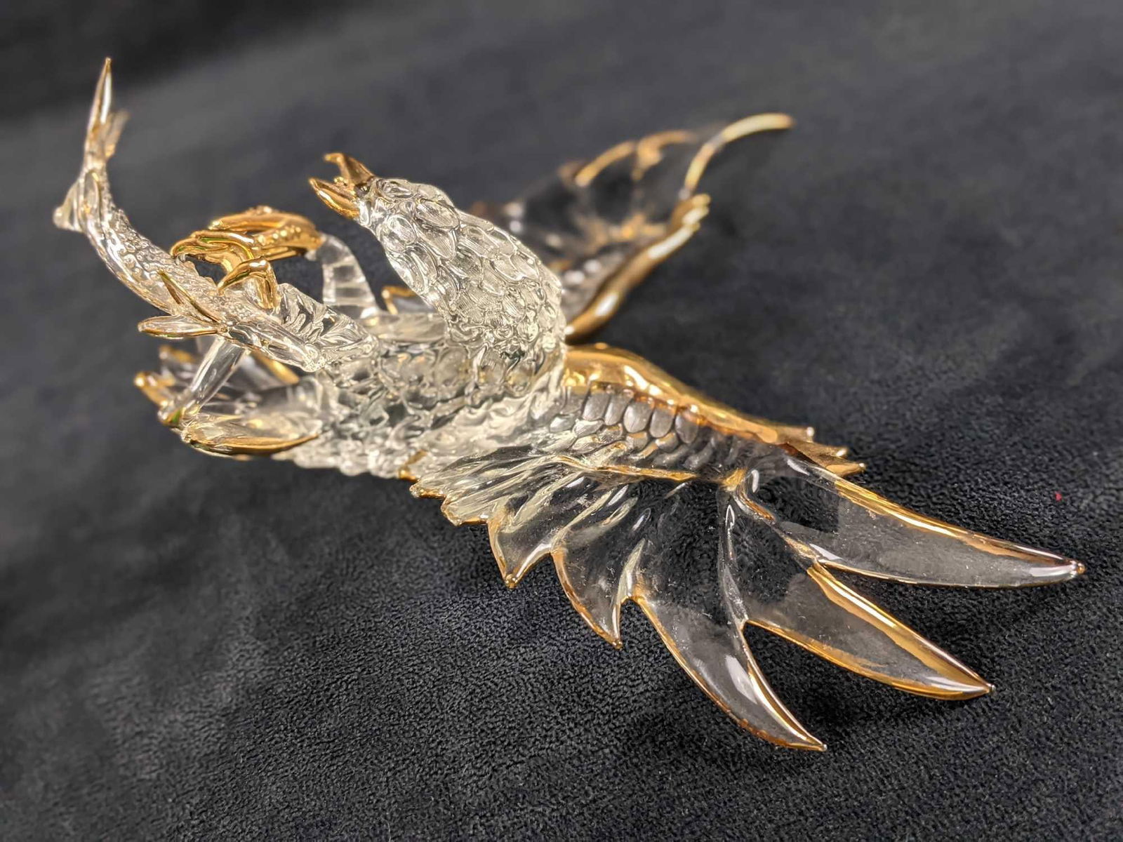 Gold Trim Glass Eagle With Fish - 2