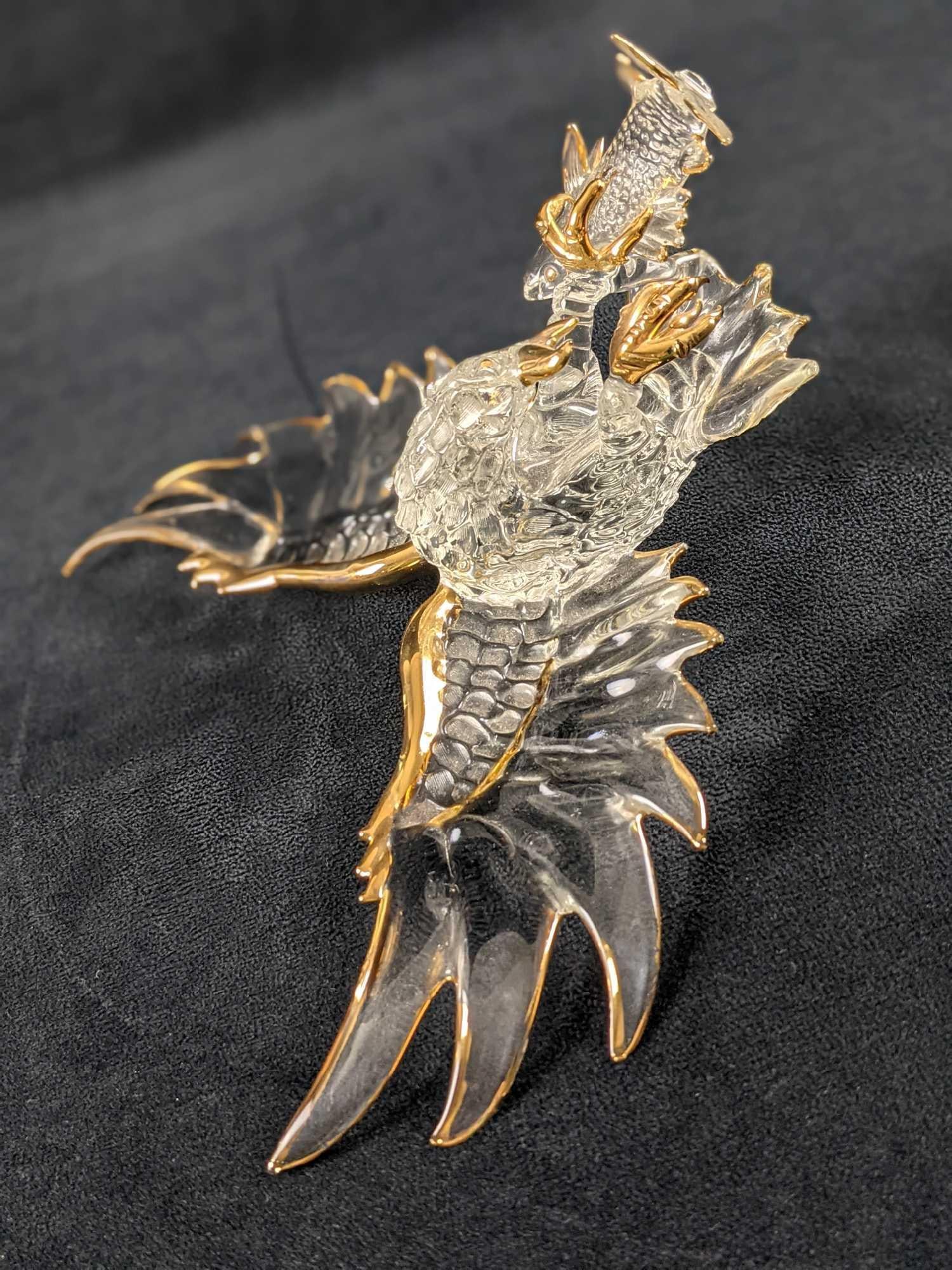 Gold Trim Glass Eagle With Fish - 5