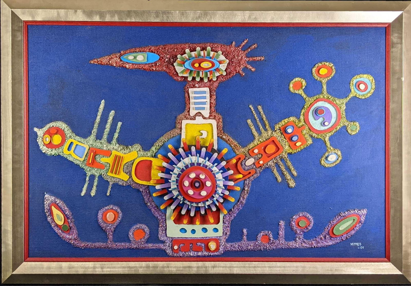 Original Mixed Media Abstract Art By Laimon Mitris Arise: Original Mixed Media Abstract Art By Laimon Mitris Arise Name:Arise.Year:2001.Size:40" x 3" x 29".Weight:10.5lbs. Please see the images as they are part of the description. Please note,