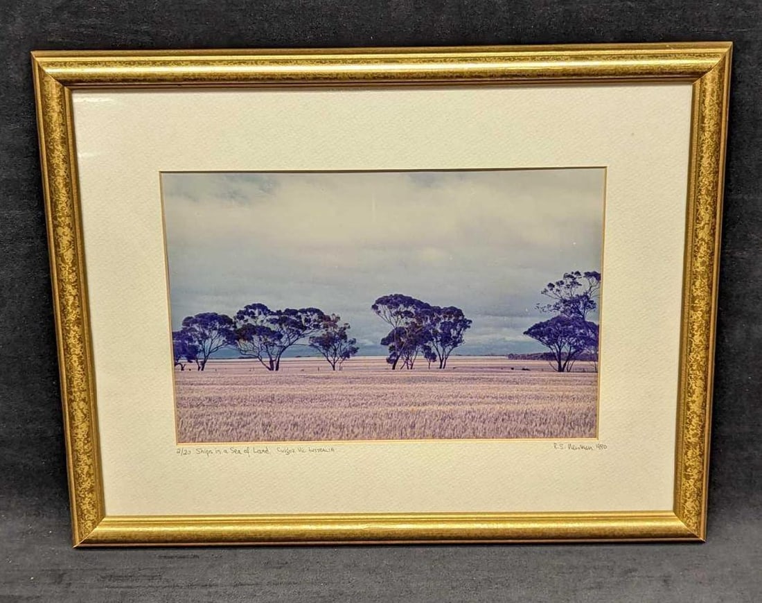 Framed R.S. Newman Ships In A Sea Of Land Photo: Framed R.S. Newman Ships In A Sea Of Land Photo. The framed photo is approx 17 1/2" x 3/4" x 13 1/2" and it weighs 2.30 lbs. This one is #2 out of #20. The matting was signed, numbered, and numbered
