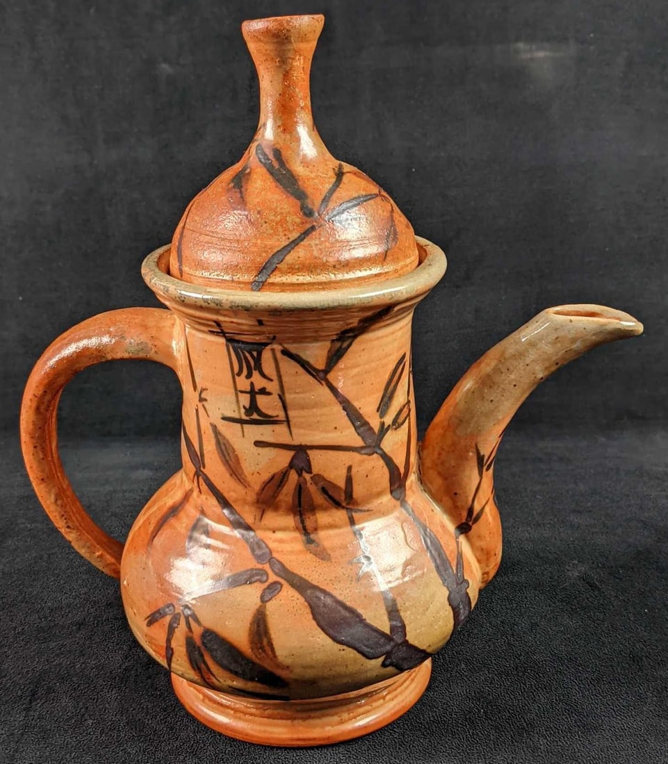 Asian Style Glazed Earthenware Teapot - 2