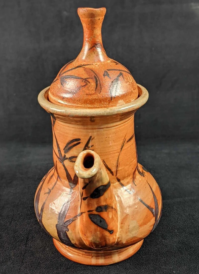 Asian Style Glazed Earthenware Teapot - 3