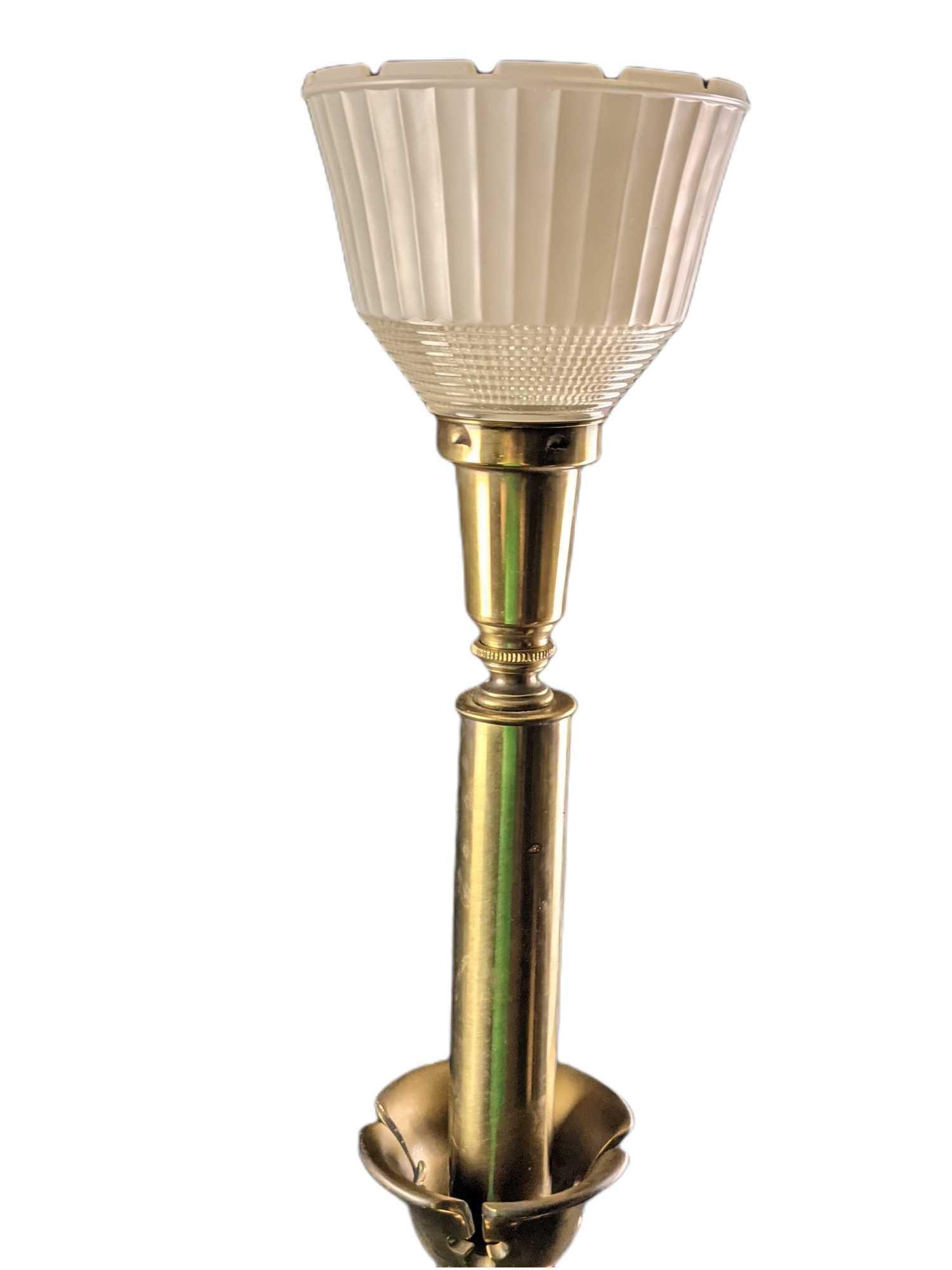 Vintage Brass Table Candlestick Lamp - 2