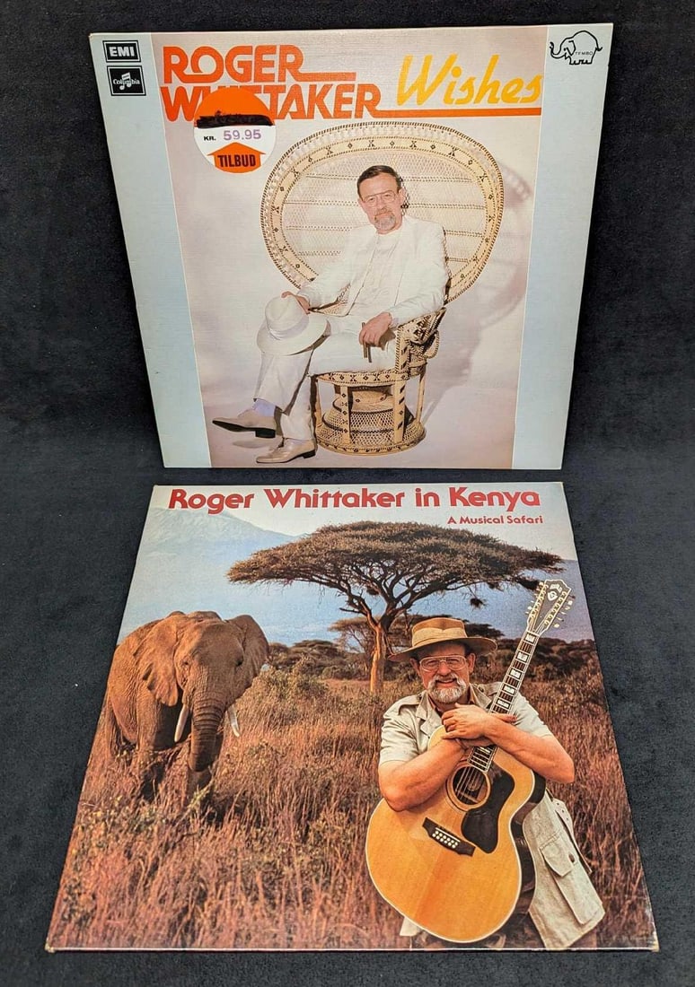 2 LPs Roger Whittaker Wishes & In Kenya: 2 LPs Roger Whittaker Wishes & In Kenya. This lot contains: (1) Roger Whittaker – Wishes. This was released by Columbia in 1979.(1) Roger Whittaker – Roger Whittaker In Kenya - A Musical