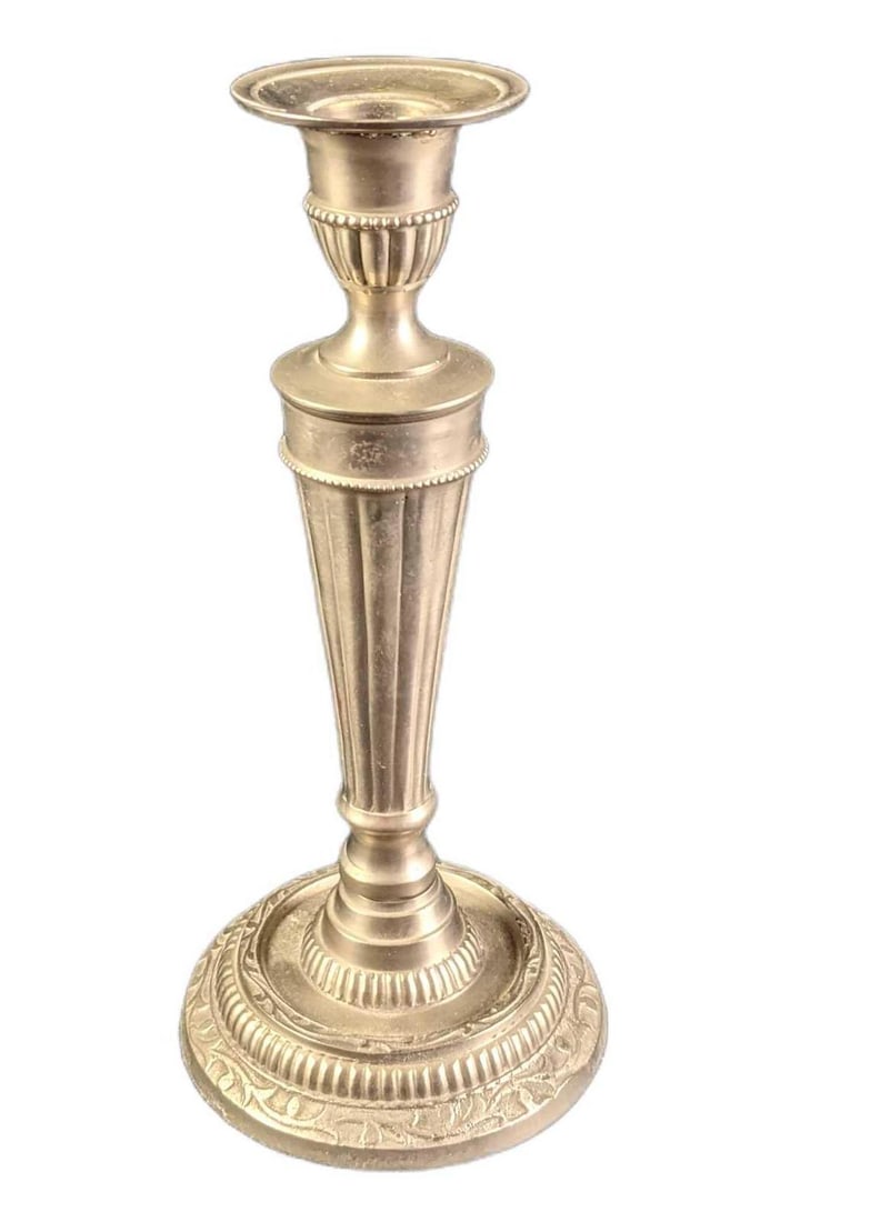 Vintage Style Pewter Candleholder: Vintage Style Pewter Candleholder. Maker and date of creation is unknown. The candleholder is approx 3 1/2" x 3 1/2" x 8 1/2" and weighs 1.21lbs. The candleholder is in a good, vintage condition with