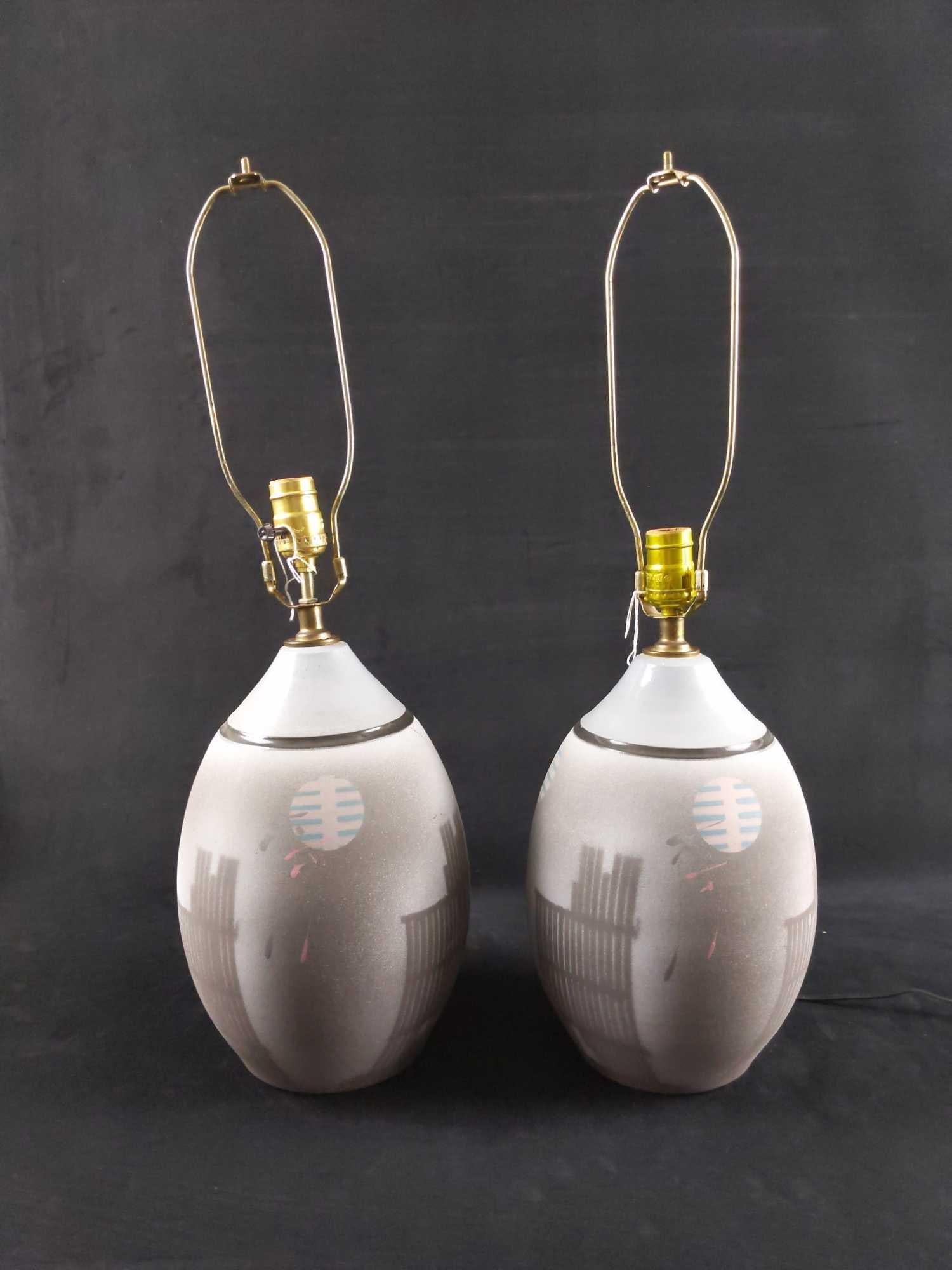 Two Vintage Ceramic 1980s Style Lamps Lot Of Two (1 of 7)