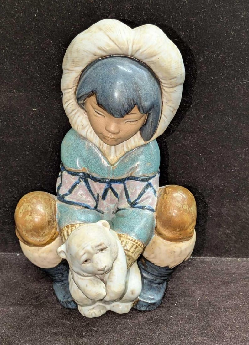 Lladro Signed Retired Poor Little Bear Matte Figurine Cub And Child #2232: Lladro Signed Retired Poor Little Bear Matte Figurine Cub And Child #2232. This was designed by Juan Huerta and was released from the year 1992 to the year 2005. This figurine is approx 8" x 5"