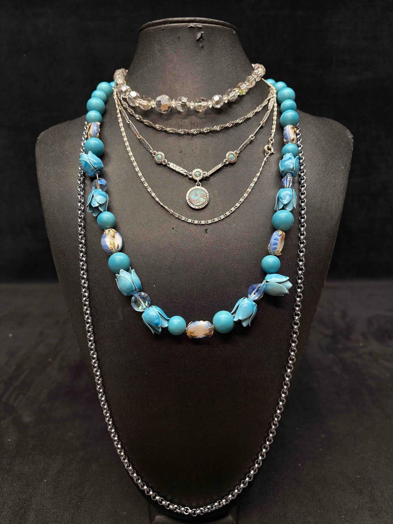 6pc Blue and Silver Lily of the Valley Necklace Lot (1 of 13)