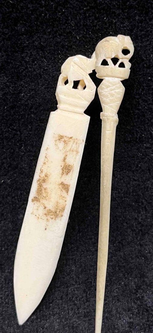 Unique Hand Carved Bone Elephant Bundle - 7