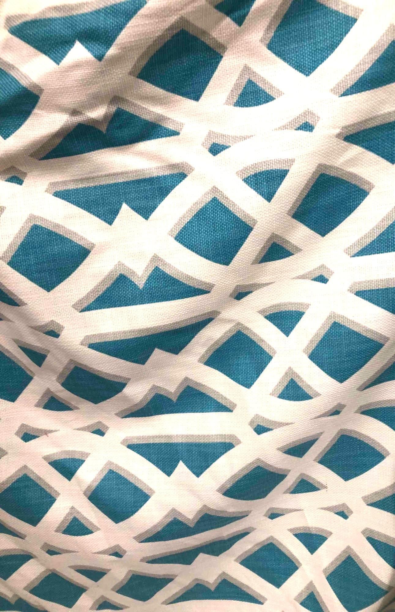 Teal & White Patterned Fabric - 3