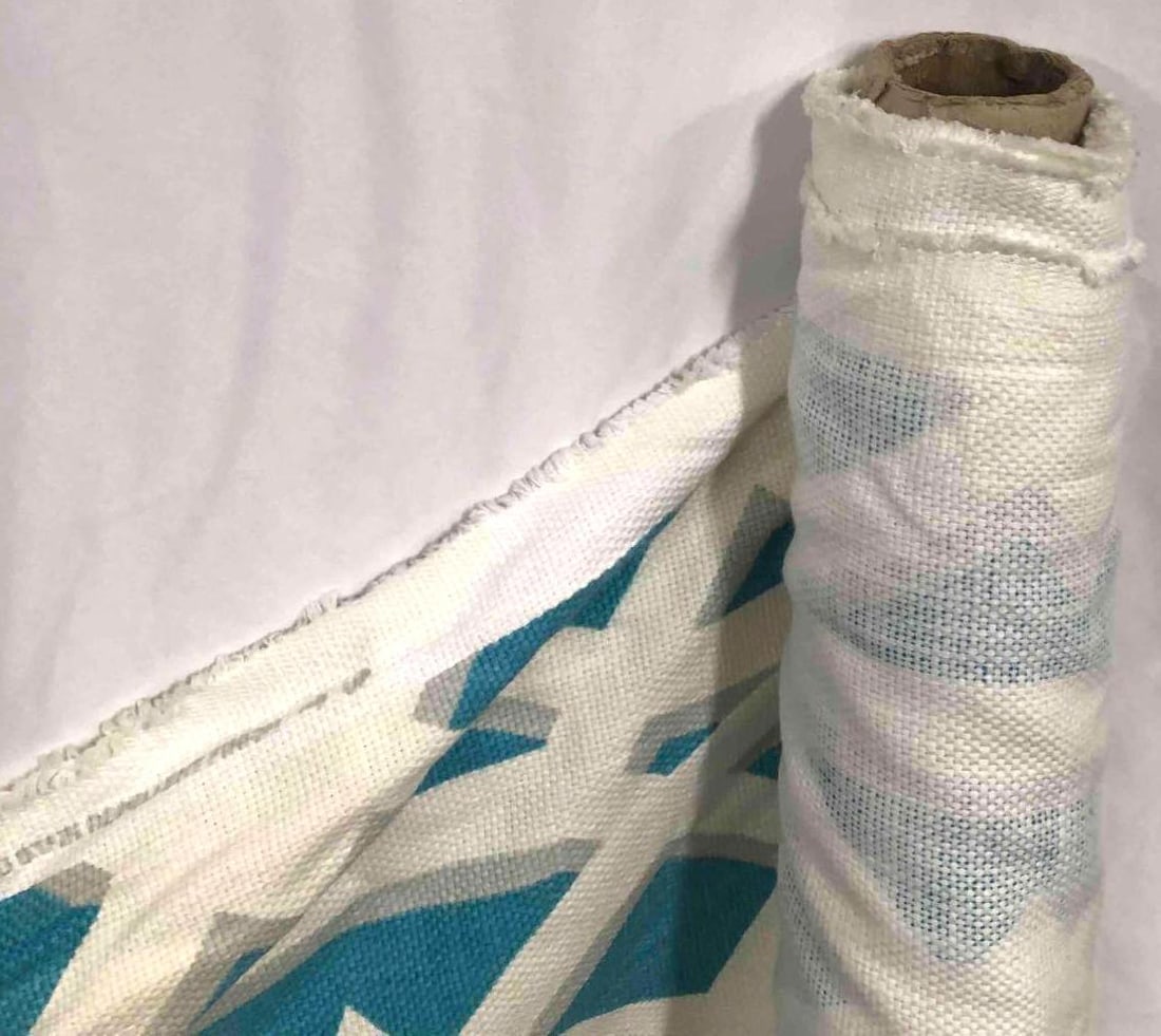 Teal & White Patterned Fabric - 5