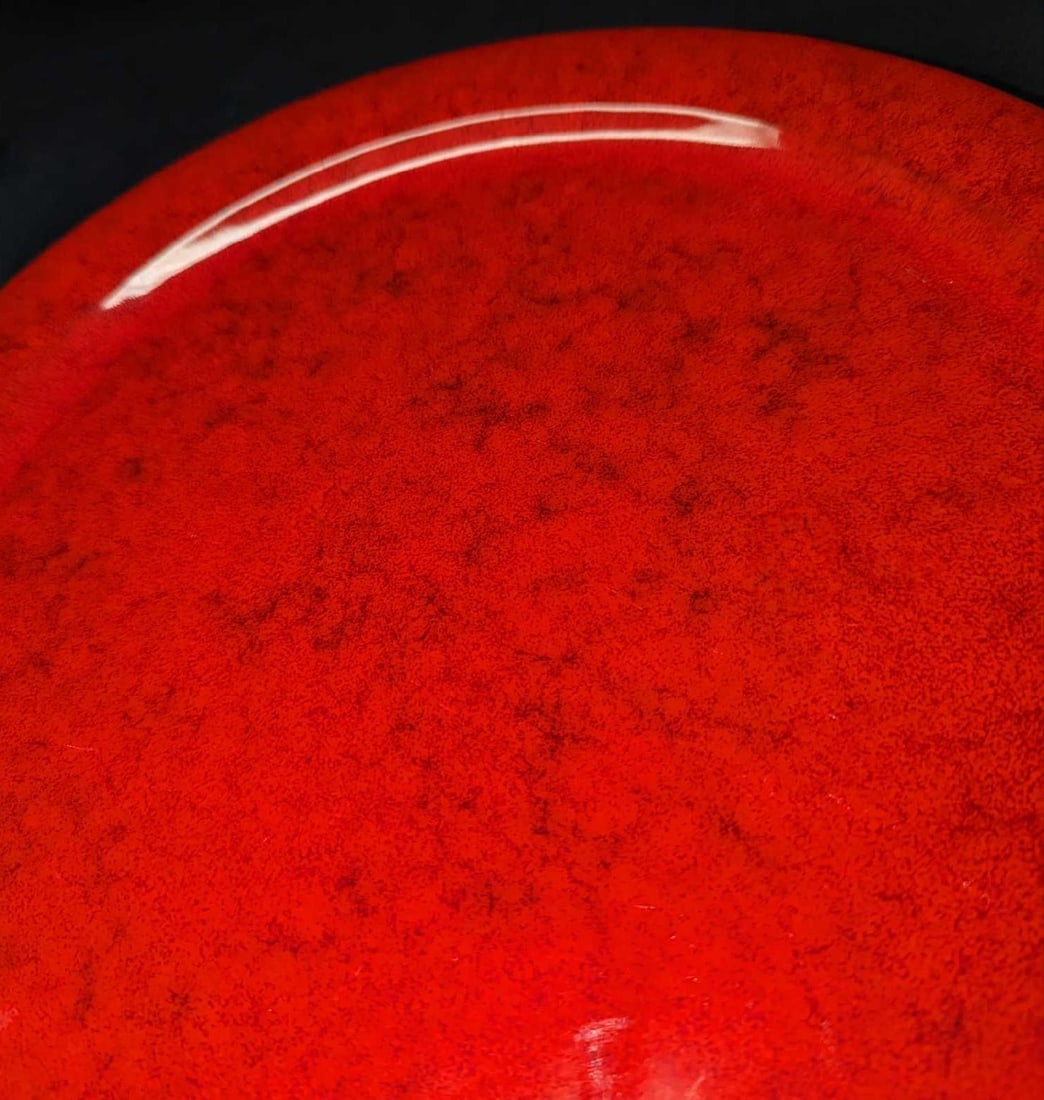 12" Handmade Red Ceramic Platter A - 3