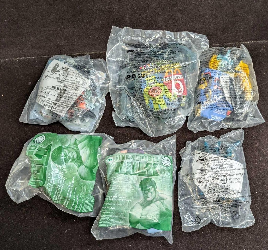 6 McDonalds Burger King Hulk Transformers Ben 10 Bionicle Toys: 6 McDonalds Burger King Hulk Transformers Ben 10 Bionicle Toys. This lot includes: (1) Burger King - The Incredible Hulk Toy. (1) Burger King - The Incredible Hulk Toy - Abomination Toy.
