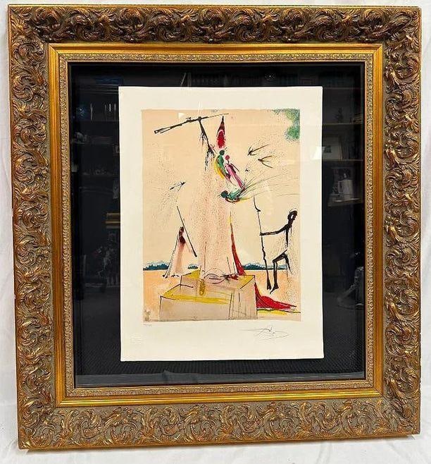 La Victoire By Salvador Dali: Original color lithograph titled "La Victoire" by Salvador Dali, hand-signed and numbered 116/195, published by Editions d'Art Les Heures Claires in 1975. Features Dali's signature sur