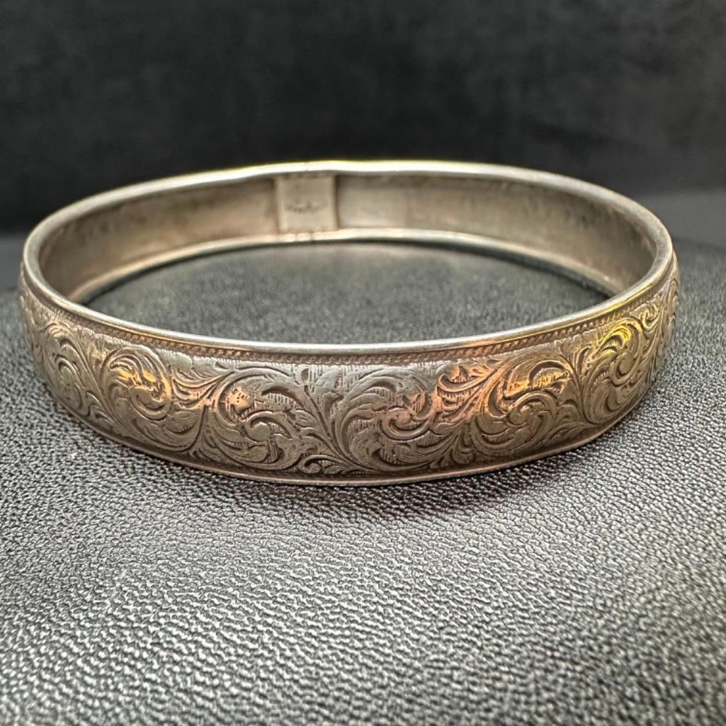 Danecraft Sterling Ornate Engraved Bangle (1 of 3)