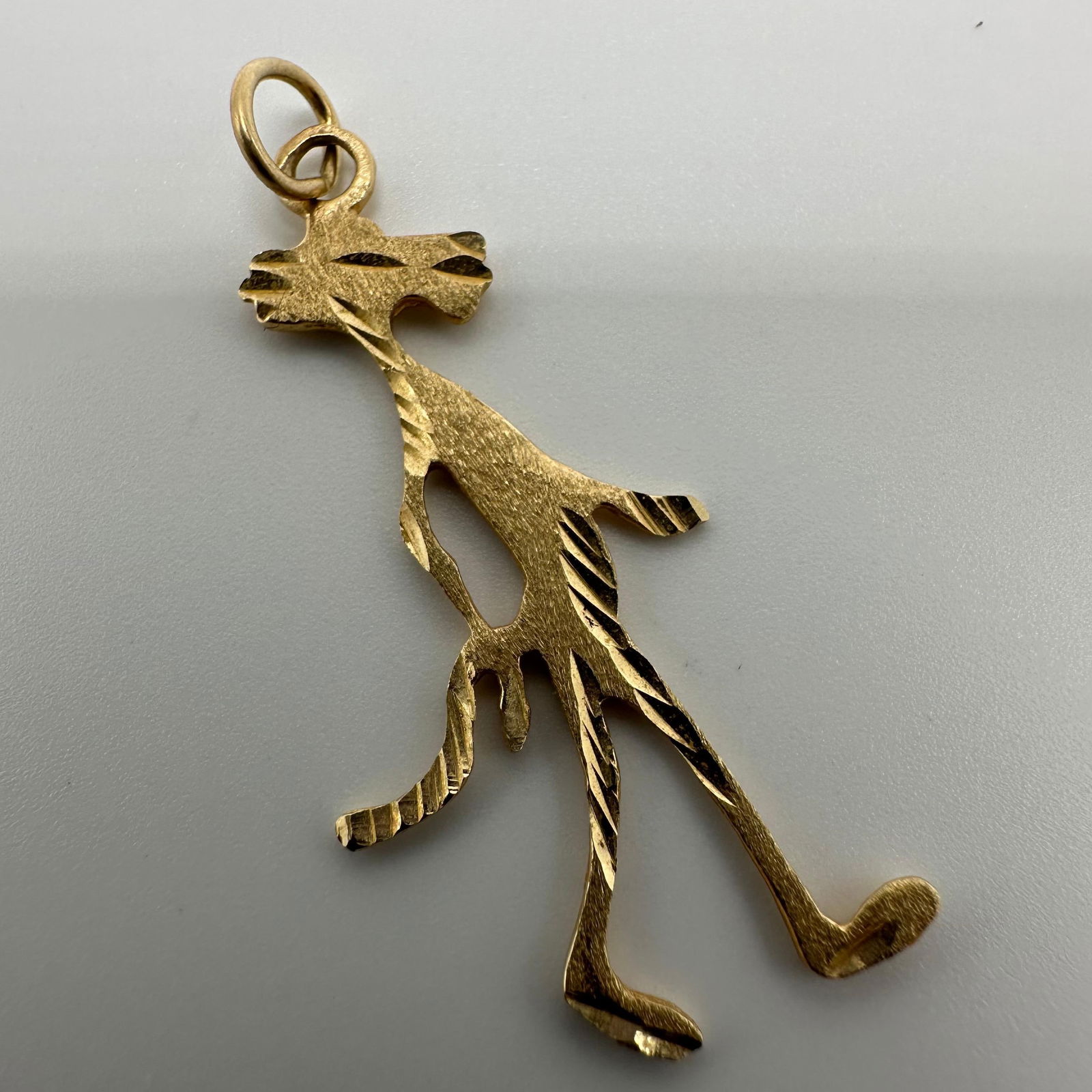 14K Gold Pink Panther Charm Pendant Textured (1 of 5)