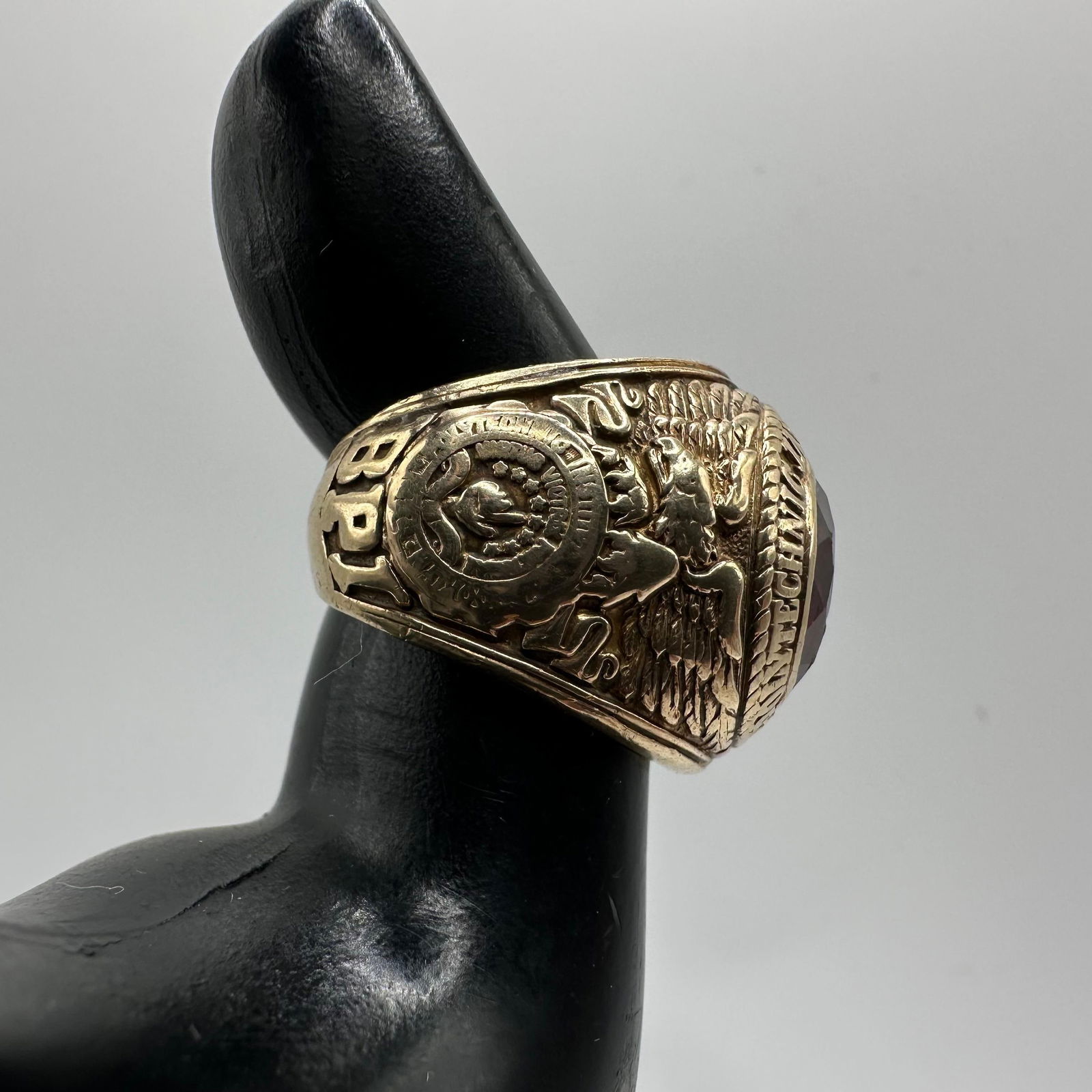 10K Lab Ruby Polytechnic Institute Brooklyn Gold Class Ring 1959 - 3
