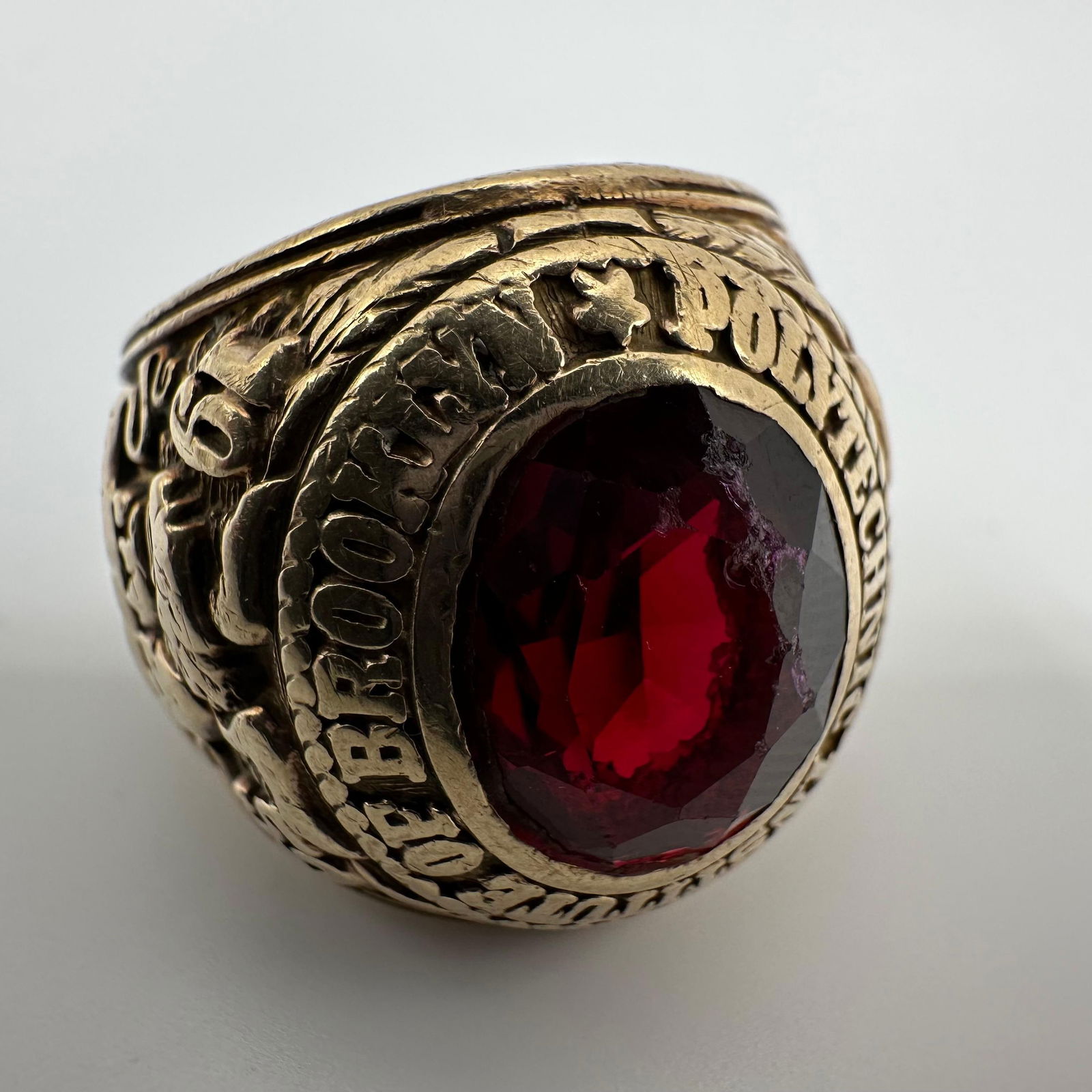 10K Lab Ruby Polytechnic Institute Brooklyn Gold Class Ring 1959 - 6