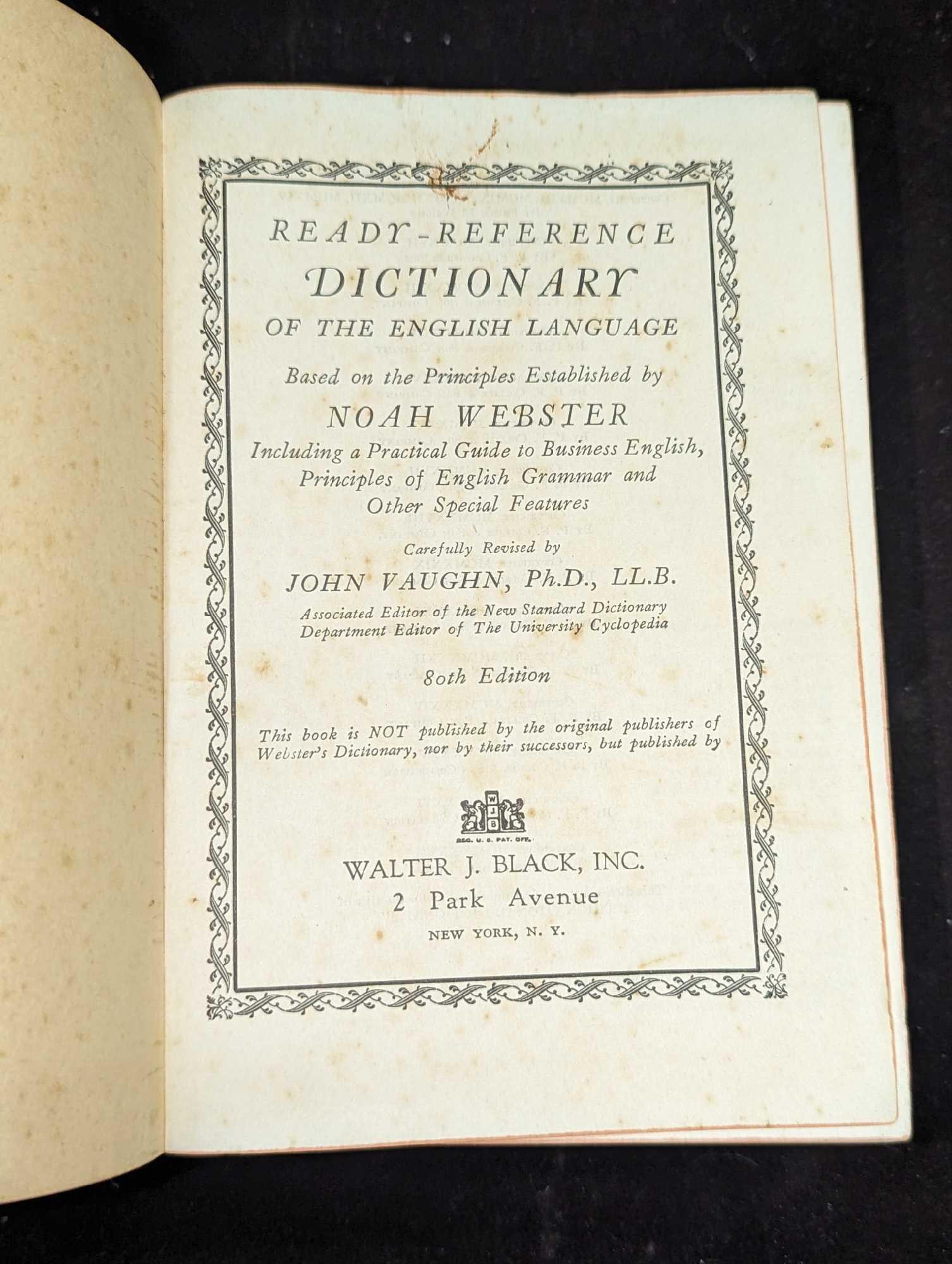 80th Edition Ready Reference Dictionary Hardcover - 2