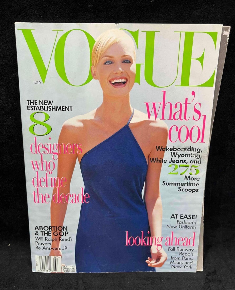 Vintage Vogue July 1996 (2): This lot contains a Vintage Vogue July 1996 (2). It is approx 11" x 8 1/4" and it weighs about 0.9lbs. Overall the vintage magazine is in good used condition with some minor shelf wear. There are some