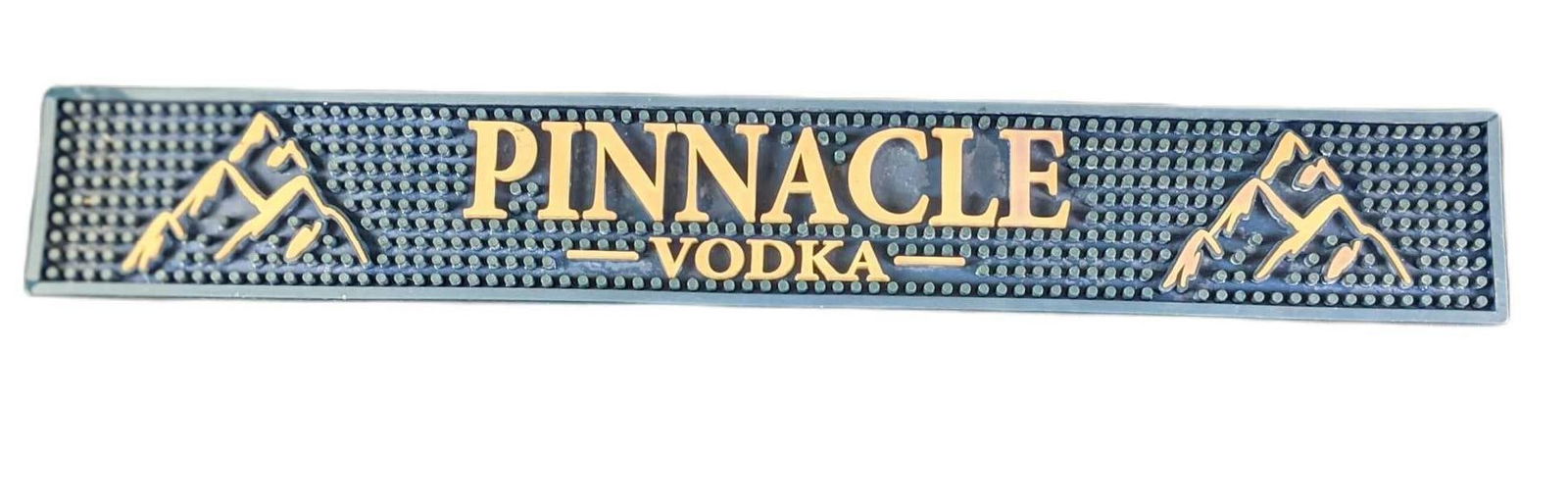 Pinnacle Vodka Rubber Bar Spill Mat Mancave: Hennessy Rubber Bar Spill Mat. Is approx 23" x 3 1/2" and weighs under one pound at 0.94lb. Spill mat is in a good, used condition with light wear and some debris on the mat.