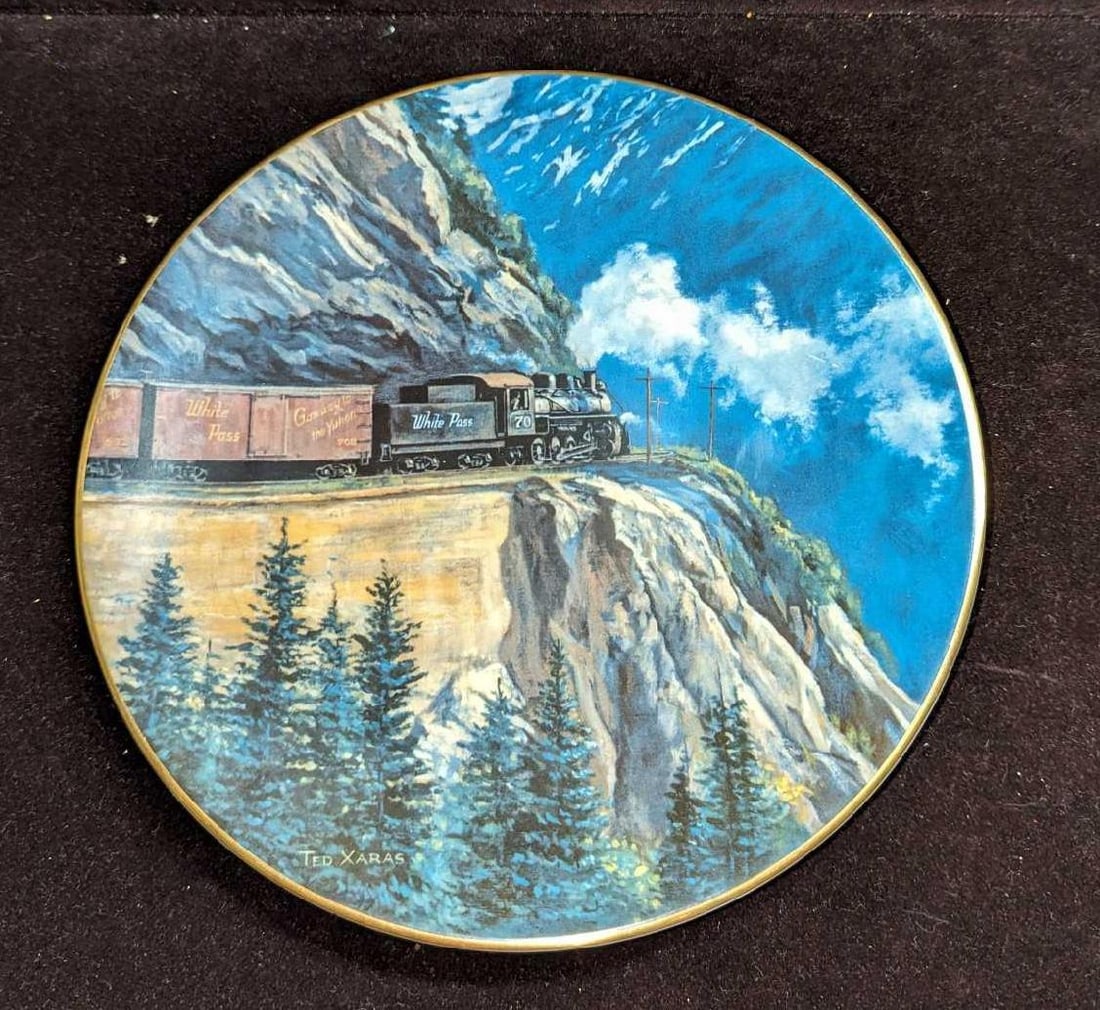 LE The Age Of Steam Christian Bell Porcelain Plate: LE The Age Of Steam Christian Bell Porcelain Plate. "Gateway To The Yukon" By Theodore A. Xaras. This one is #9583 out of #15,000. The plate is approximately 9 1/2" x 9 1/2" x 3/4" and it weighs