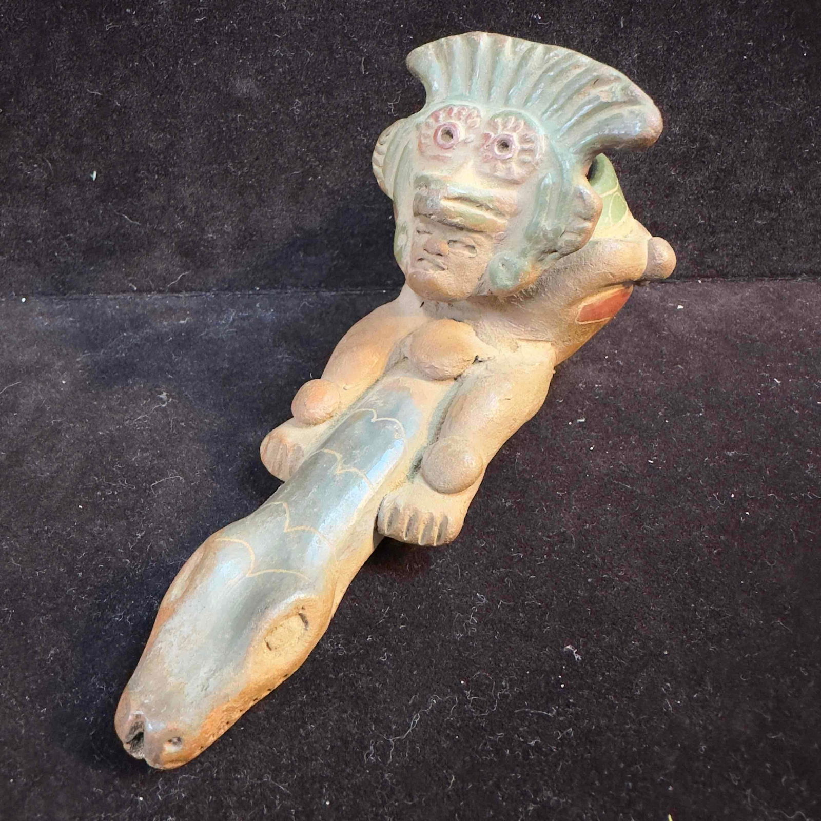 Pre-Columbian Style Snake Phallus Exotic Terracotta Indigenous Clay Pottery Pipe (1 of 16)
