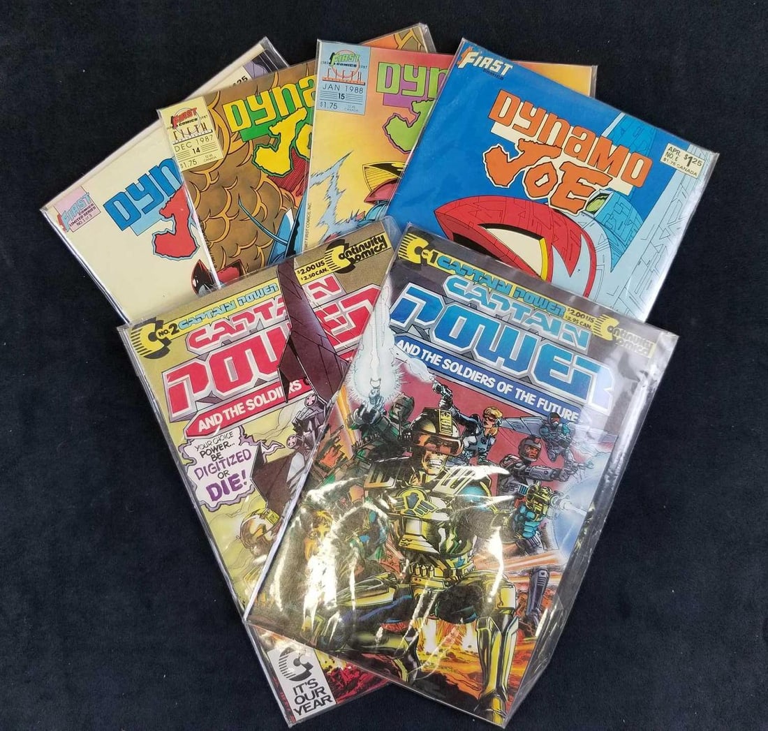 Lot of 6 Captain Power And Dynamo Joe Comics: This 6 piece lot is in great used condition with no known rips, tares or missing pages. Each comic comes with its own protective plastic sleeve. This lot includes: "Captain Power And The Soldiers of t