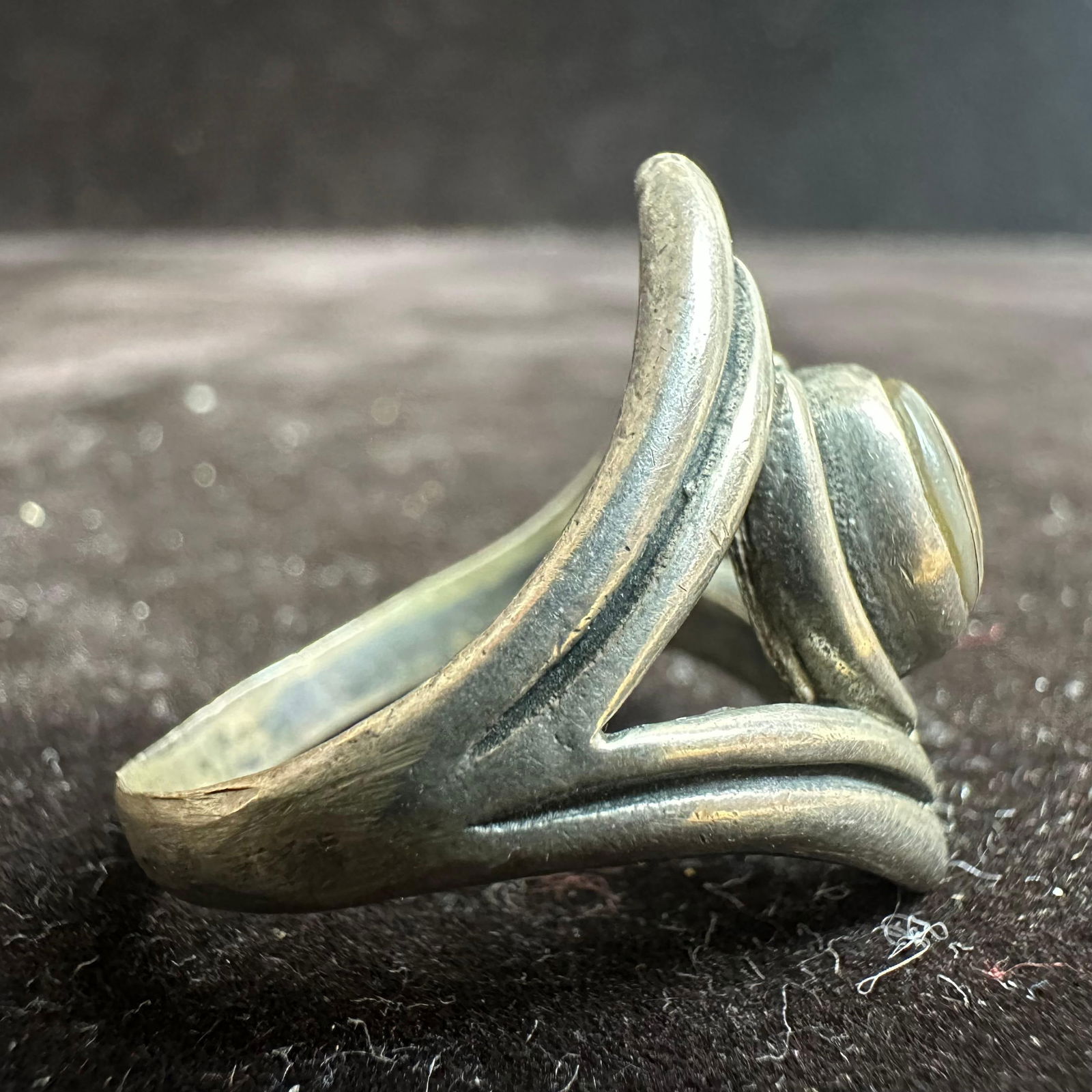 Abalone Shell Small Oval Inlay Silver Ring - 4