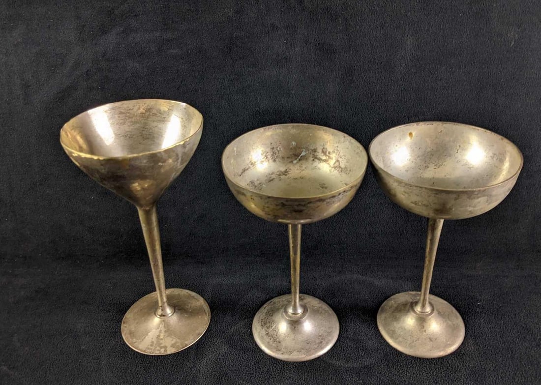 Three Silver Plated Stemmed Goblets - 3