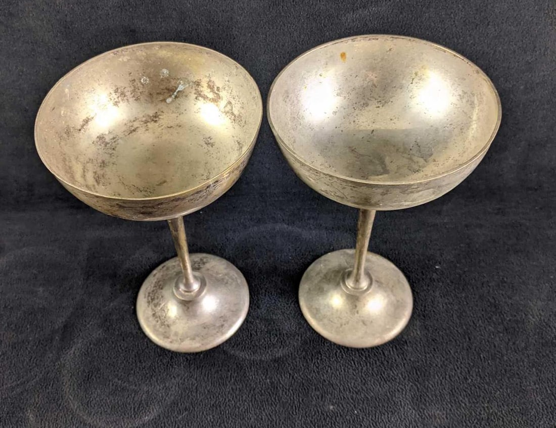 Three Silver Plated Stemmed Goblets - 8