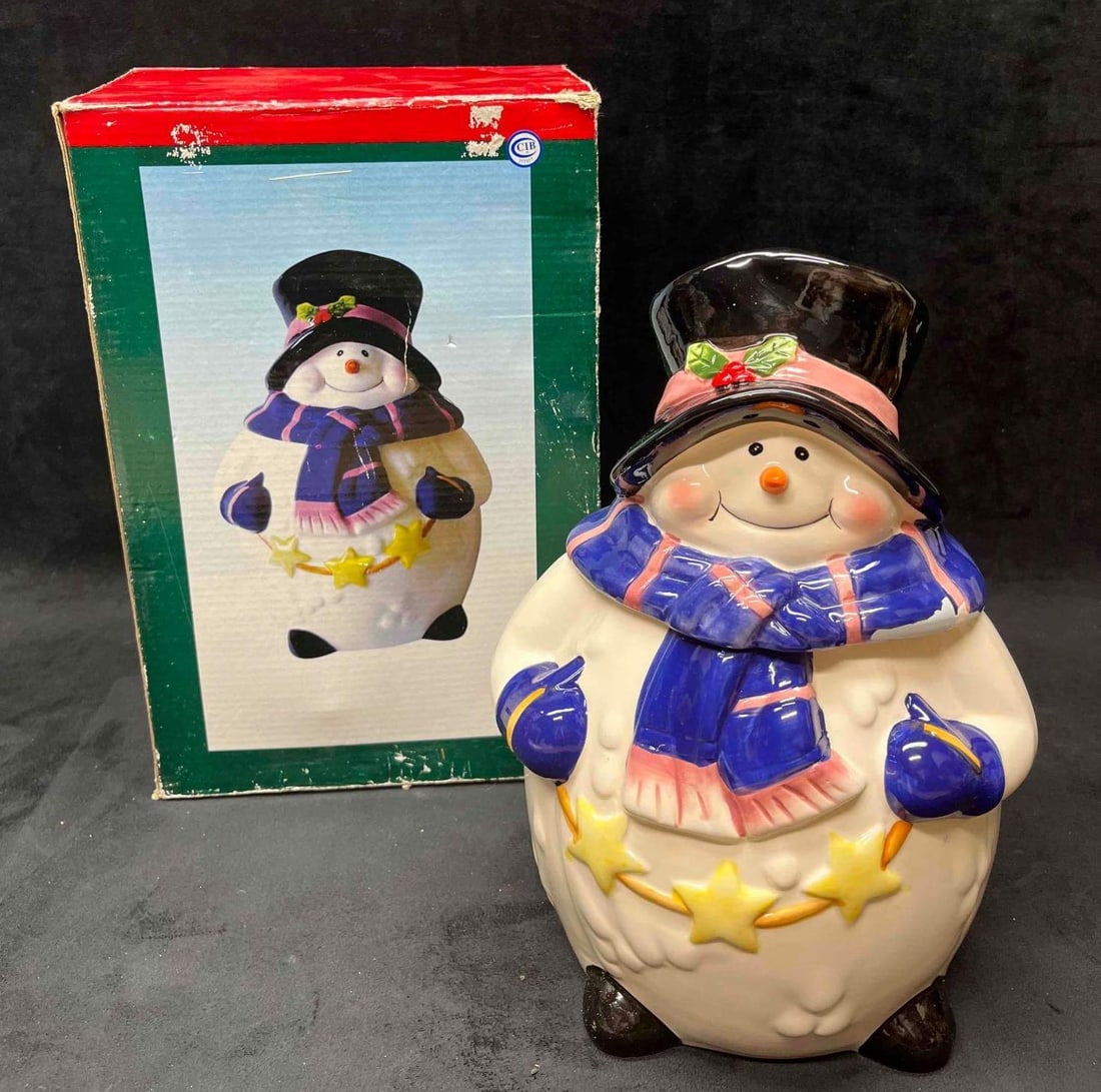 Vintage Ceramic Snowman Cookie Jar In Box (1 of 13)