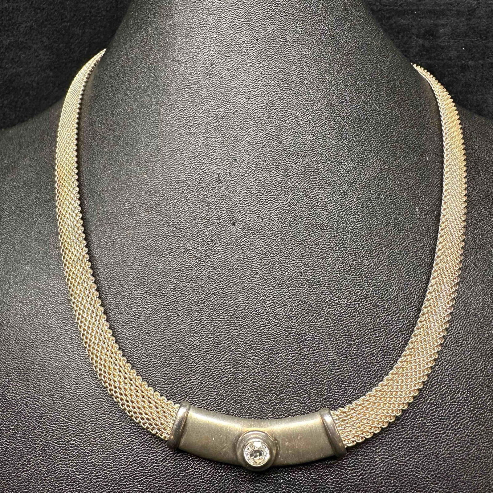 Joseph Esposito Espo Mesh Choker Necklace Sterling Silver Cubic Zirconia G84 (1 of 8)