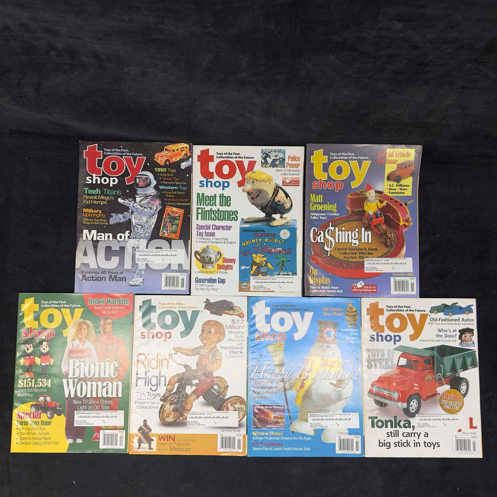 Toy Shop Magazine 2007 and 2008 Lot of 7 Seven Magazines Collection Set: Toy Shop Magazine 2007 and 2008 Lot of 7 Seven Magazines Collection Set. This collection set includes Toy Shop magazine monthly issues from 2007 and 2008. Each magazine shows light wear with some