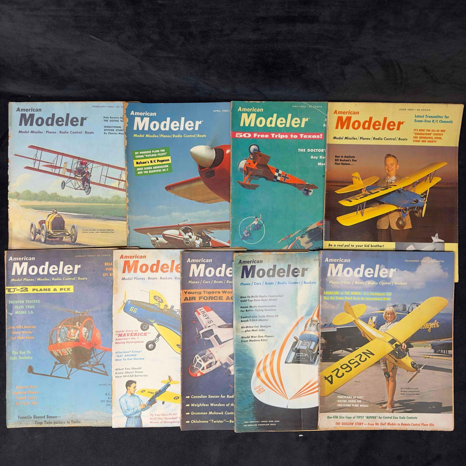 American Modeler Magazine Model Planes Boats 1960 Lot of 9 Nine Magazines Collection Set: American Modeler Magazine Model Planes Boats 1960 Lot of 9 Nine Magazines Collection Set. The 1960 set includes a series with the following issues February, April, May, June, August, September,