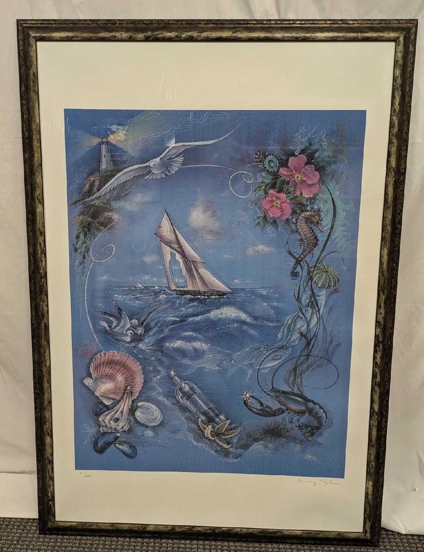 S&N Absolut Statehood: Rhode Island Winona Taylor Print: S&N Absolut Statehood: Rhode Island Winona Taylor Print. This lithograph is #74 out of #400. The framed print is approx 28 3/4" x 1 1/4" x 41" and it weighs 11.90lbs.The frame has some