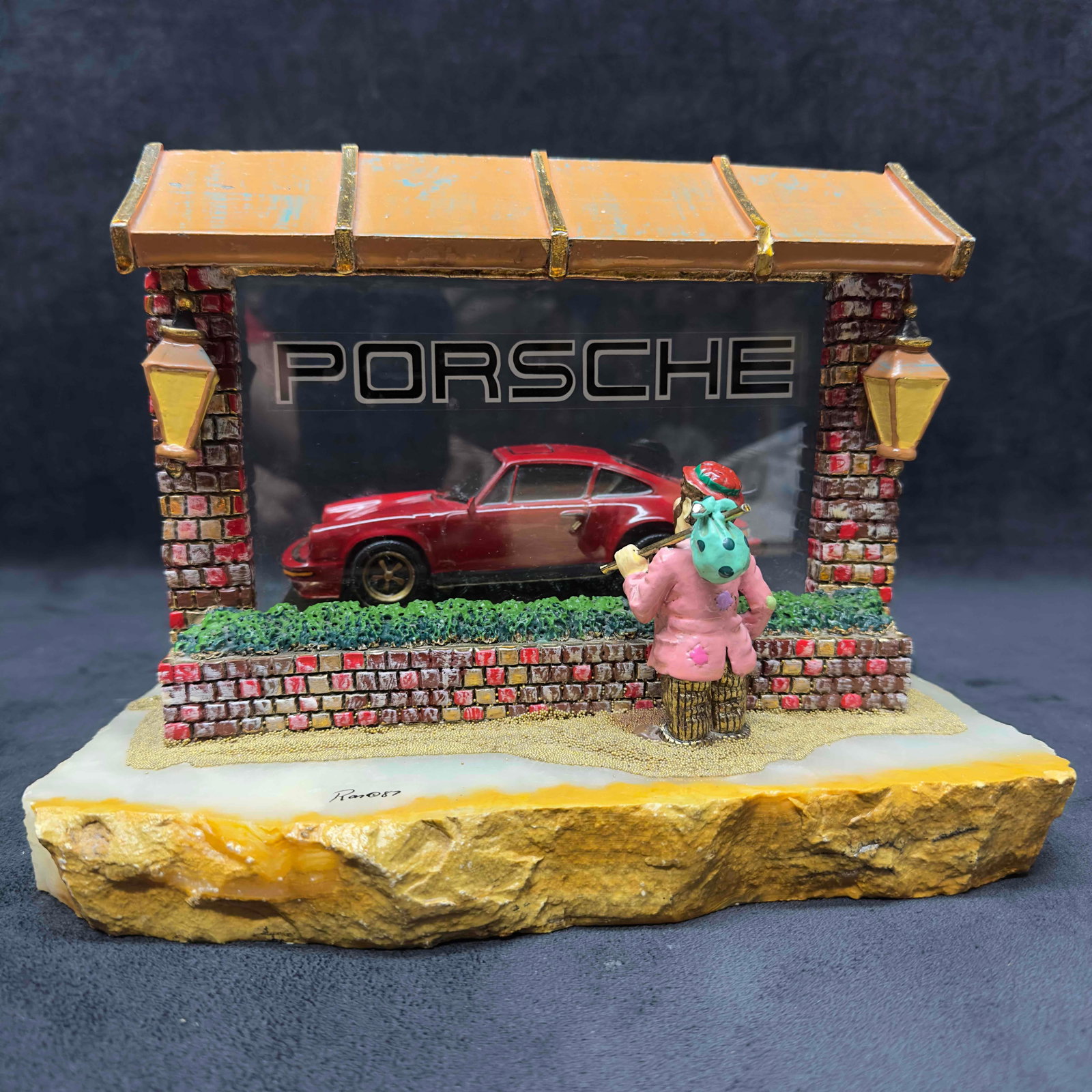 Ron Lee Wishful Thinking Hobo Clown Looking at Porsche Red Car In The Window Artist Signed Numbered: Ron Lee Wishful Thinking Hobo Clown Looking at Porsche Red Car In The Window Artist Signed Numbered. Signed Ron 87 and numbered 823/1911. The title of the piece is, "Wishful Thinking." It