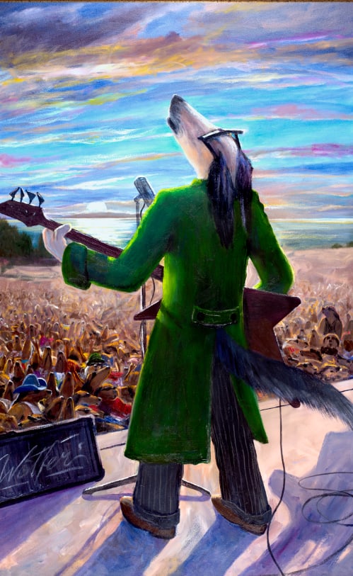 S&N Ivan Clarke "Mick the Bass Hound" Large Giclée: S&N Ivan Clarke "Mick the Bass Hound" Large Giclée Signed and numbered giclee on canvas print of Mick the Bass Hound by Ivan Clarke. Comes in the original tube with the COA. This large (