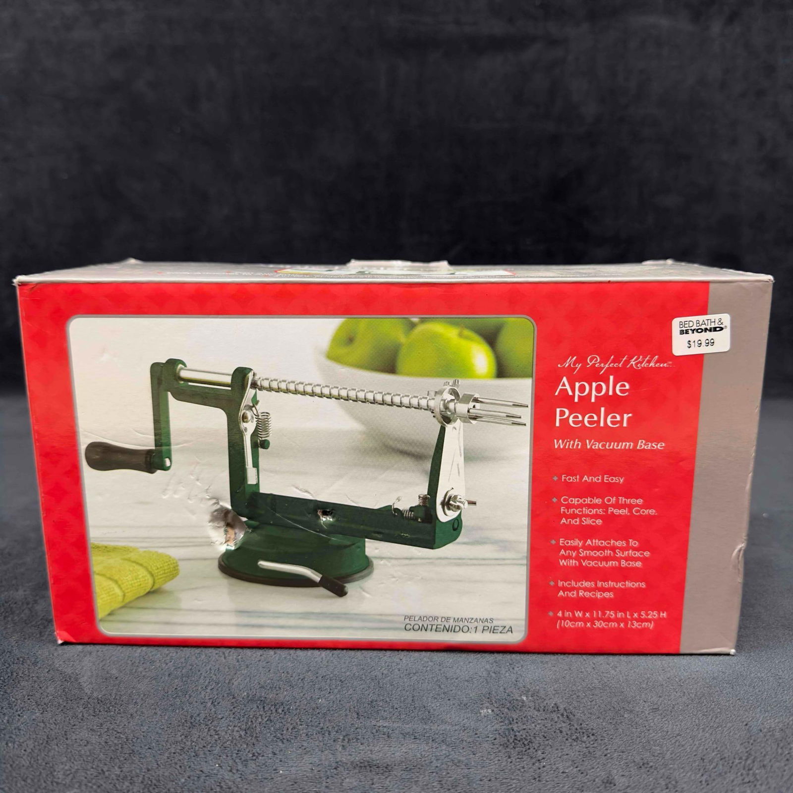 My Perfect Kitchen Apple Peeler Vacuum Base Functions Peel Core & Slice: My Perfect Kitchen Apple Peeler Vacuum Base Functions Peel Core & Slice. This item is in good like new, previously displayed condition with light wear, and surface scratches. Please reference all
