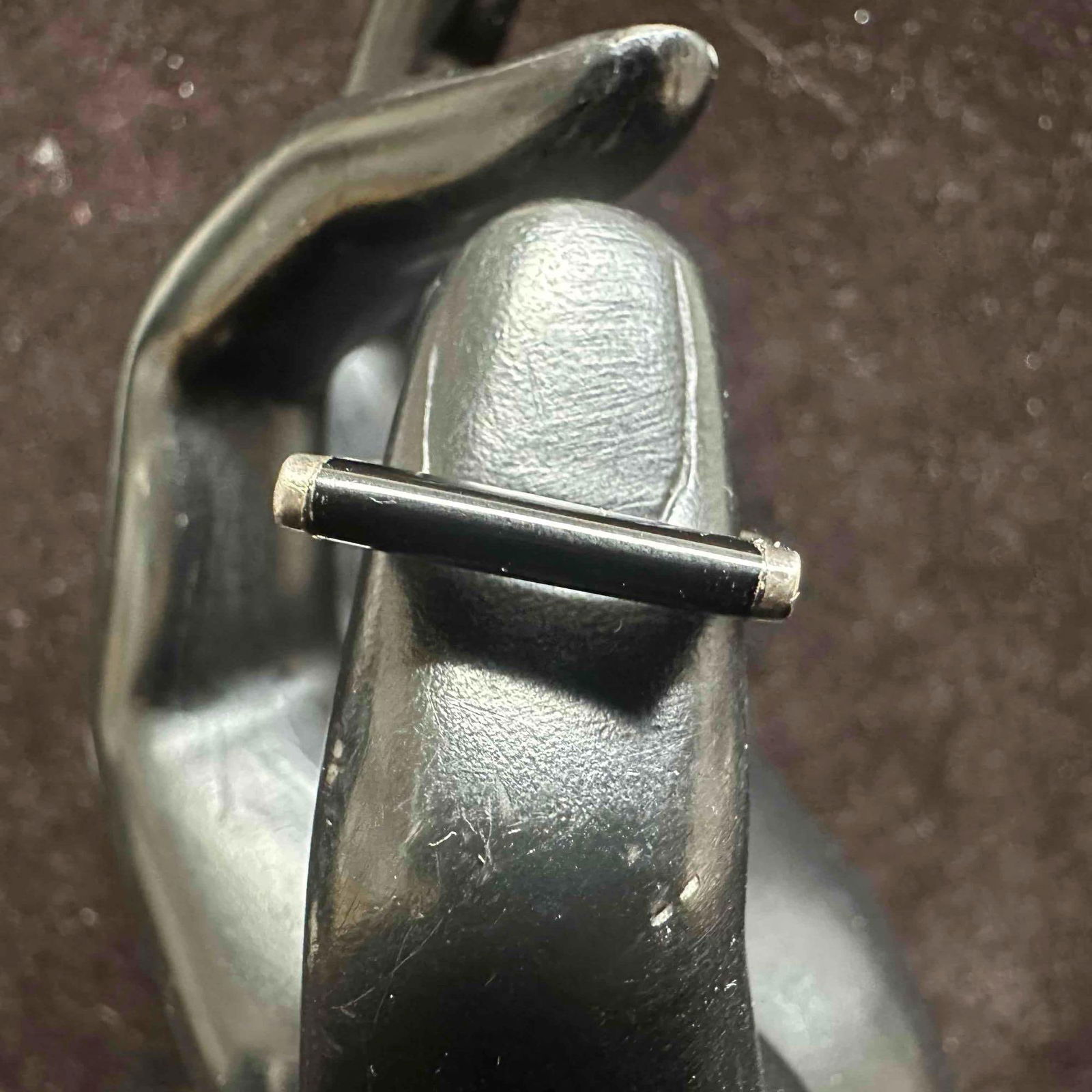 Thin Flat Modernist Black Onyx Stackable Sterling Silver Ring: This item is in good pre-owned, previously used/displayed condition with noticeable light wear, and surface scratches. Please reference all photos for full details. This piece of jewelry has been test