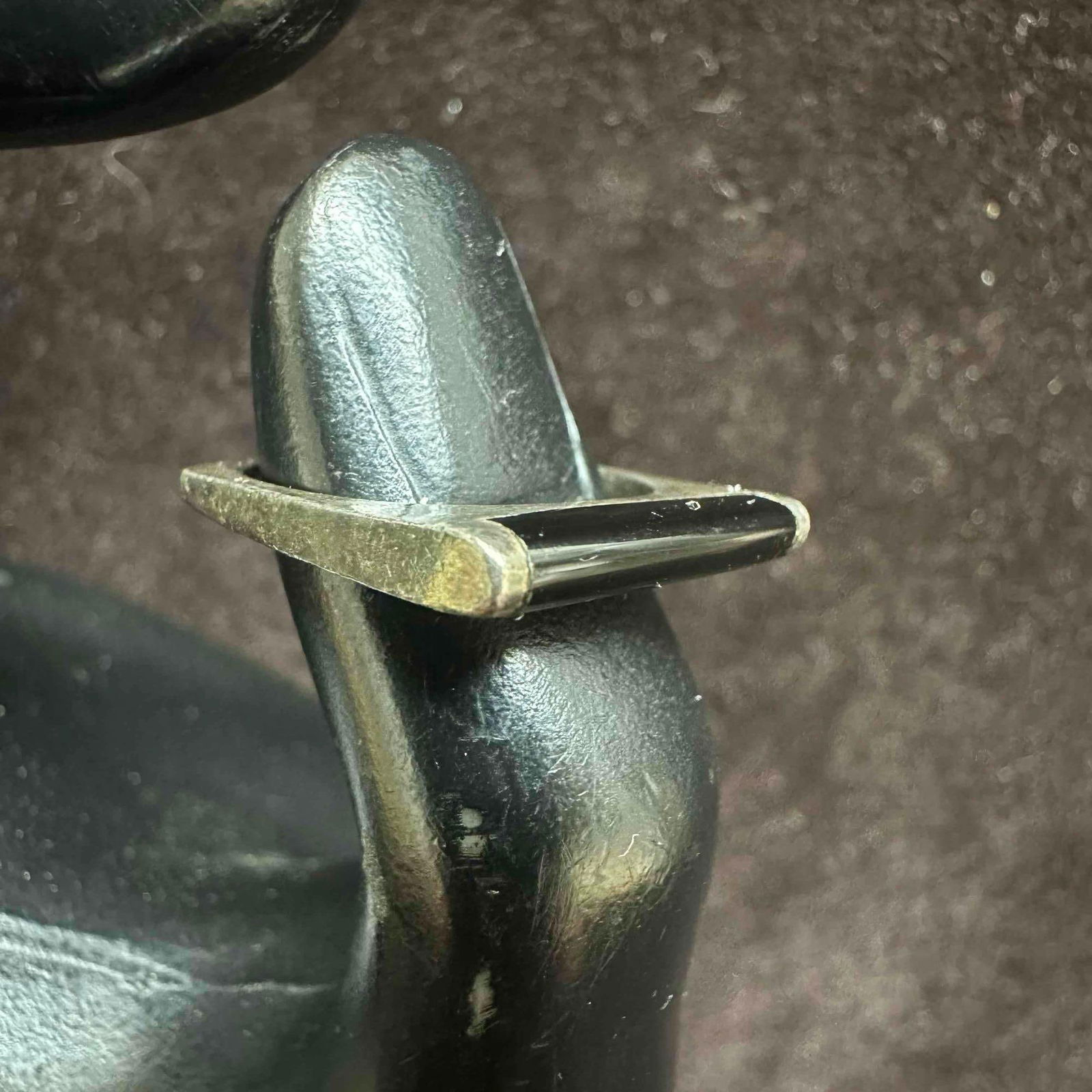 Thin Flat Modernist Black Onyx Stackable Sterling Silver Ring - 2