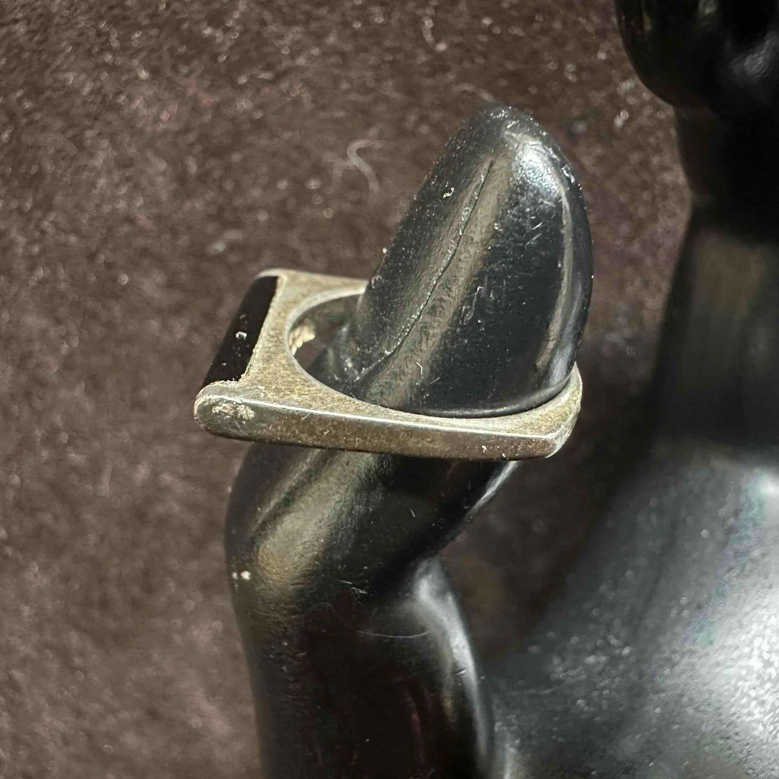 Thin Flat Modernist Black Onyx Stackable Sterling Silver Ring - 3