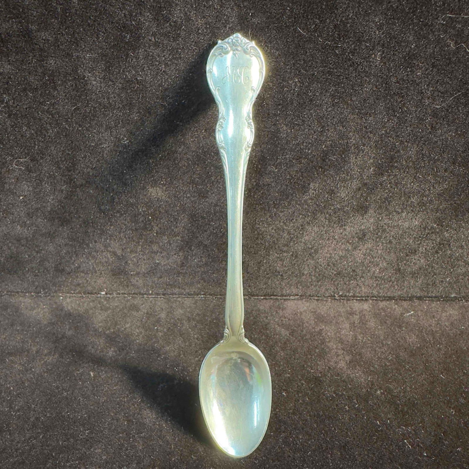 Sterling Silver Spoon Towle French Provincial Silverware Monogram MC: Sterling Silver Spoon Towle French Provincial Silverware Monogram MC. This spoon has a monogram engraving at the top of the handle MC. One the back the spoon is engraved Towle Sterling S French