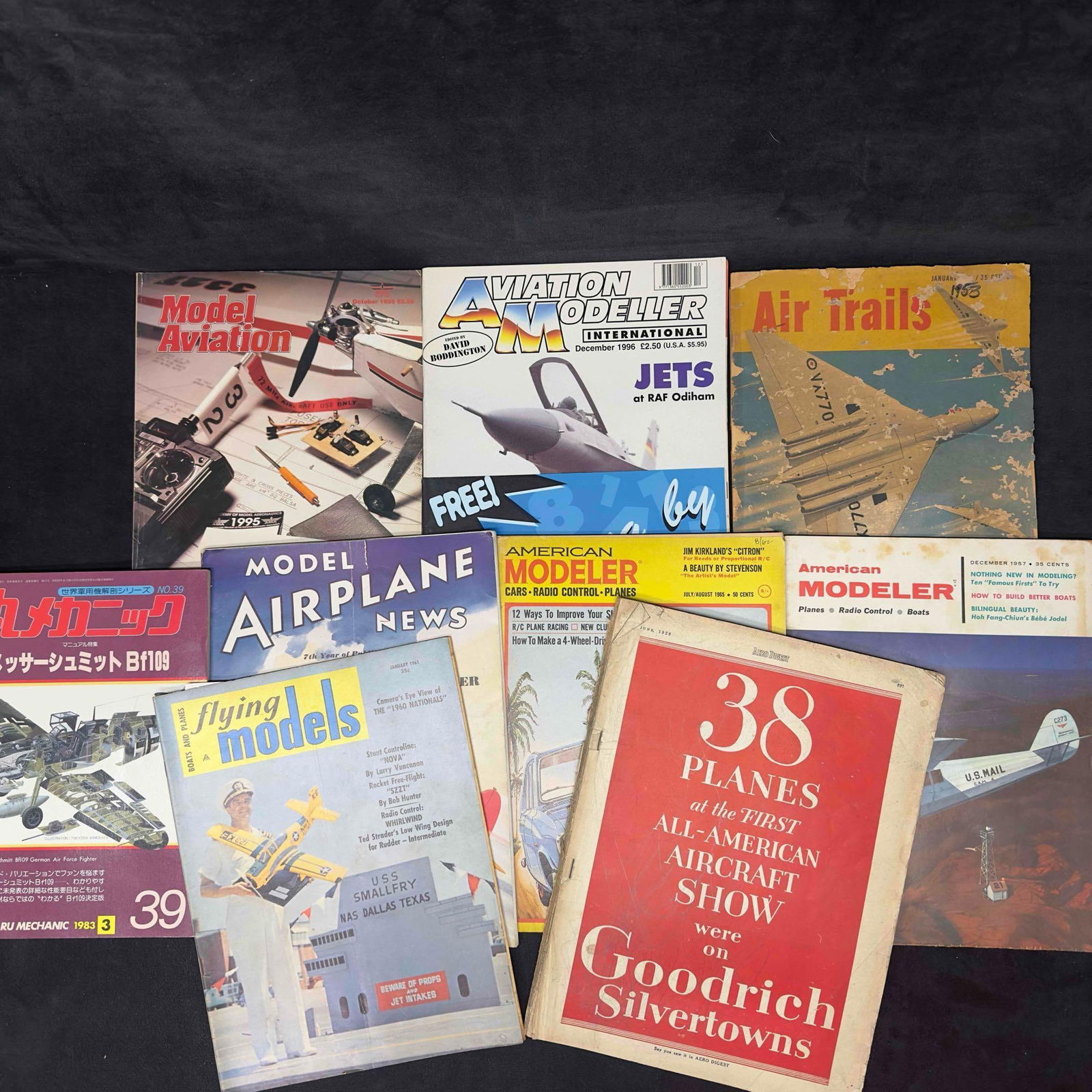 Aviation Airplane Model Flying Models Magazine Lot of 9 Nine Magazines Collection Set: Aviation Airplane Model Flying Models Magazine Lot of 9 Nine Magazines Collection Set. This collection set includes various aviation airplane model magazines from Air Trails, Model Aviation, Aviation