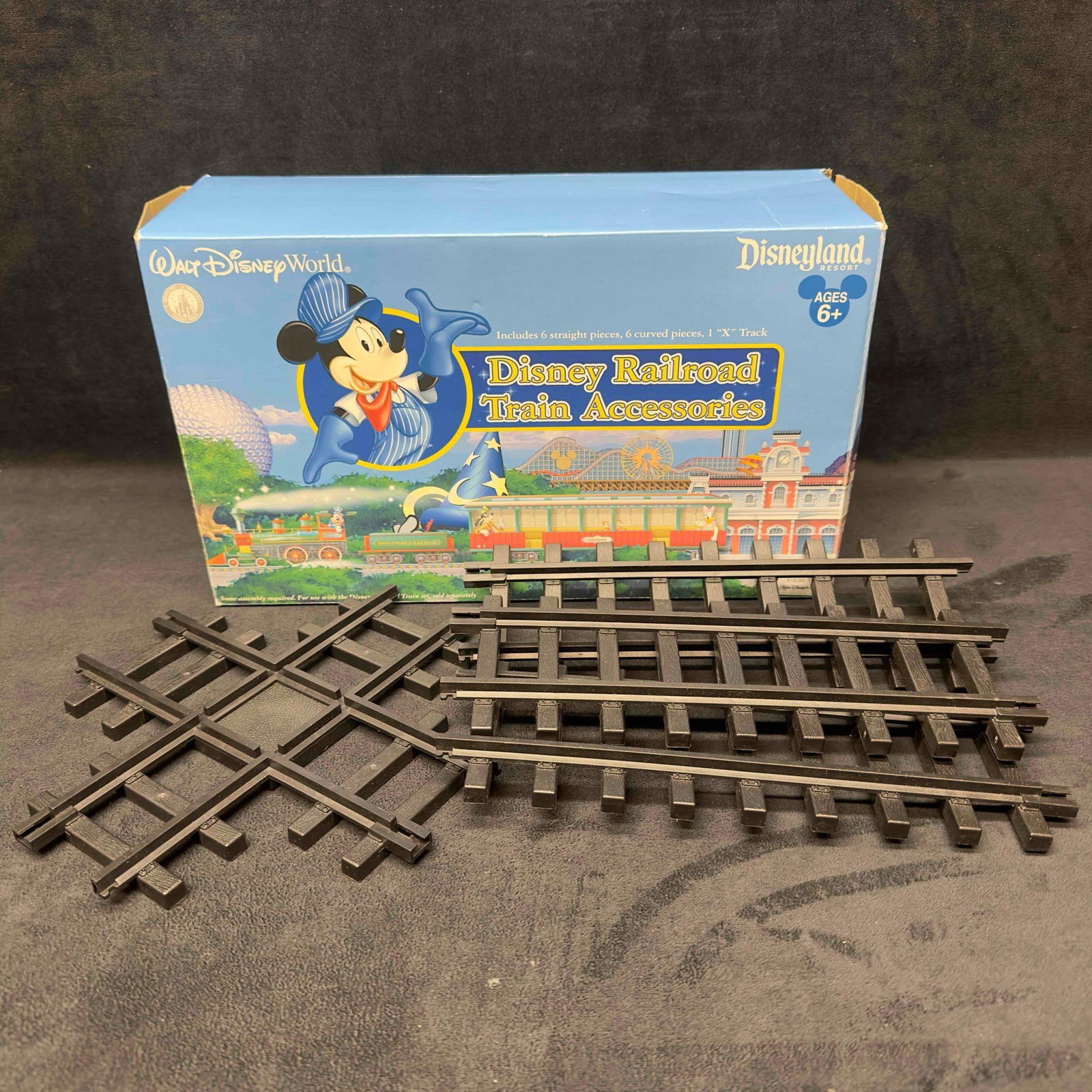 Walt Disney World Railroad Train Track Accessories Straight Curved Pieces: Walt Disney World Railroad Train Track Accessories Straight Curved Pieces. This collection of train accessories goes to Walt Disney World railroad set. This additional tracks include some straight, cu