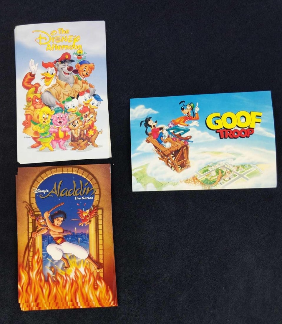 Disney Afternoon Goof Troop Aladdin Postcards: This lot includes: (4) Aladdin (TV series) Post Cards. These are approx 4 1/2" x 6". (5) Disney Afternoon (Duck Tales, Tale Spin, Gummi Bears, and Chip 'N' Dale Rescue Rangers).