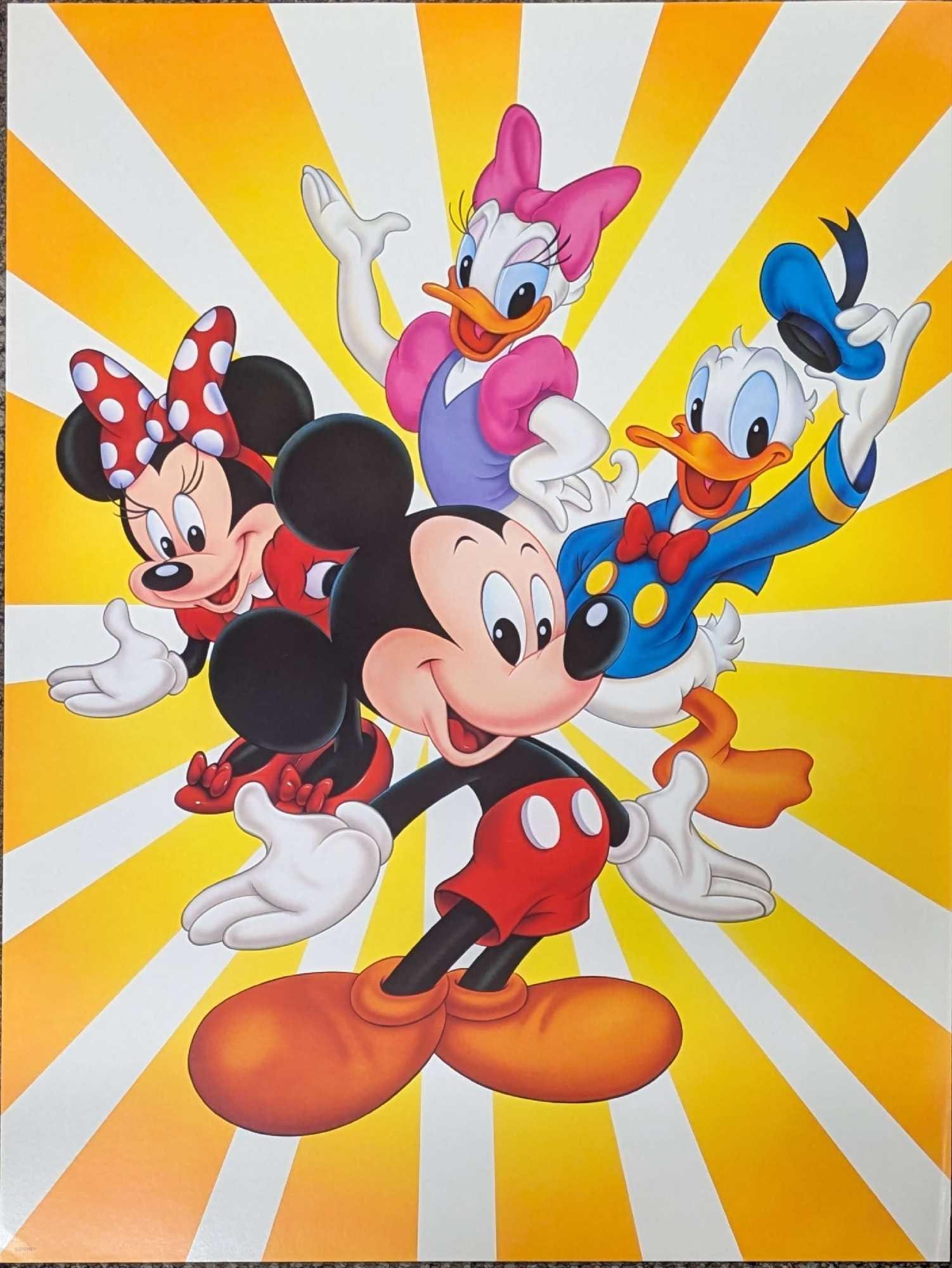 Disney Mickey Mouse Minnie Donald Daisy Poster: Disney Mickey Mouse Minnie Donald Daisy Poster. An interesting poster with a rather odd-looking Mickey Mouse. This is an official poster from Walt Disney Productions. The poster is approx 18" x 24" an