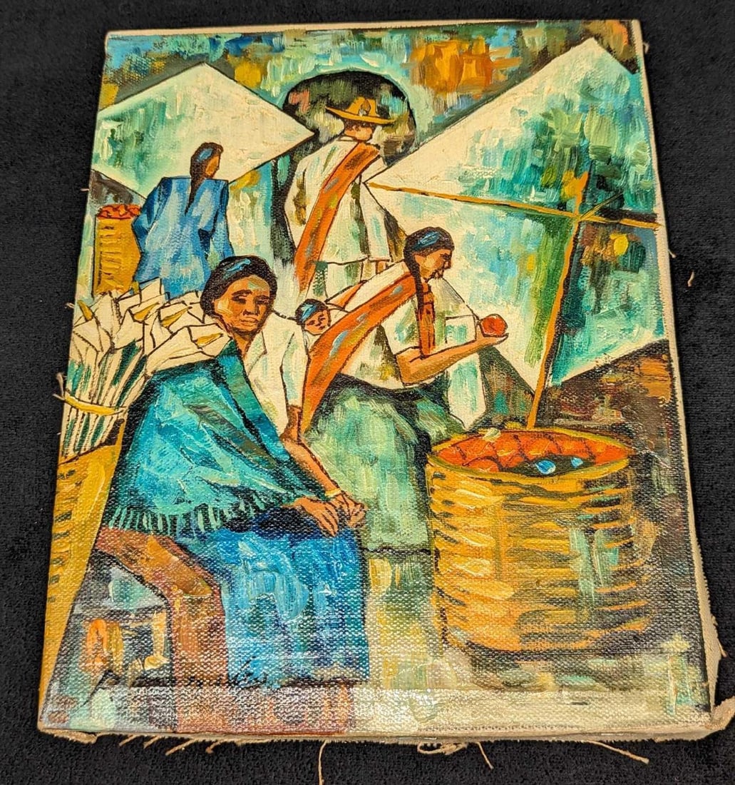 Vintage Original Acrylic On Canvas P Gonzales Work Women: Vintage Original Acrylic On Canvas P Gonzales Work Women.This is approx 8 1/8" x 1/2" x 10" and it weighs 0.18lb. The original was signed by the artist on the bottom left. There are some creases on