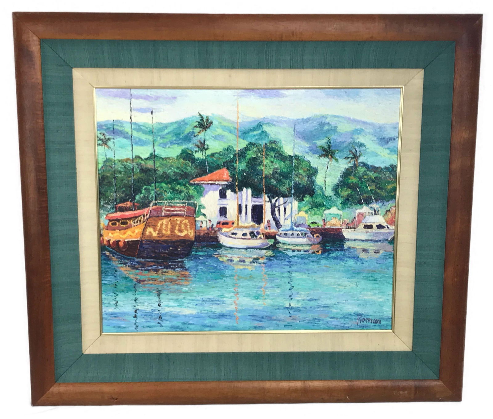 Original Roman Czerwinski Painting Fine Art: This is an excellent Original painting on canvas by Roman Czerwinski. It is professionally framed and measures approximately 30" Tall by 34" wide. It is titled "Harbor Court House" and
